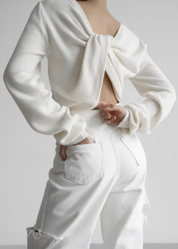 Darcey Twisted Knit Top - Cream sold by Frankie Shop