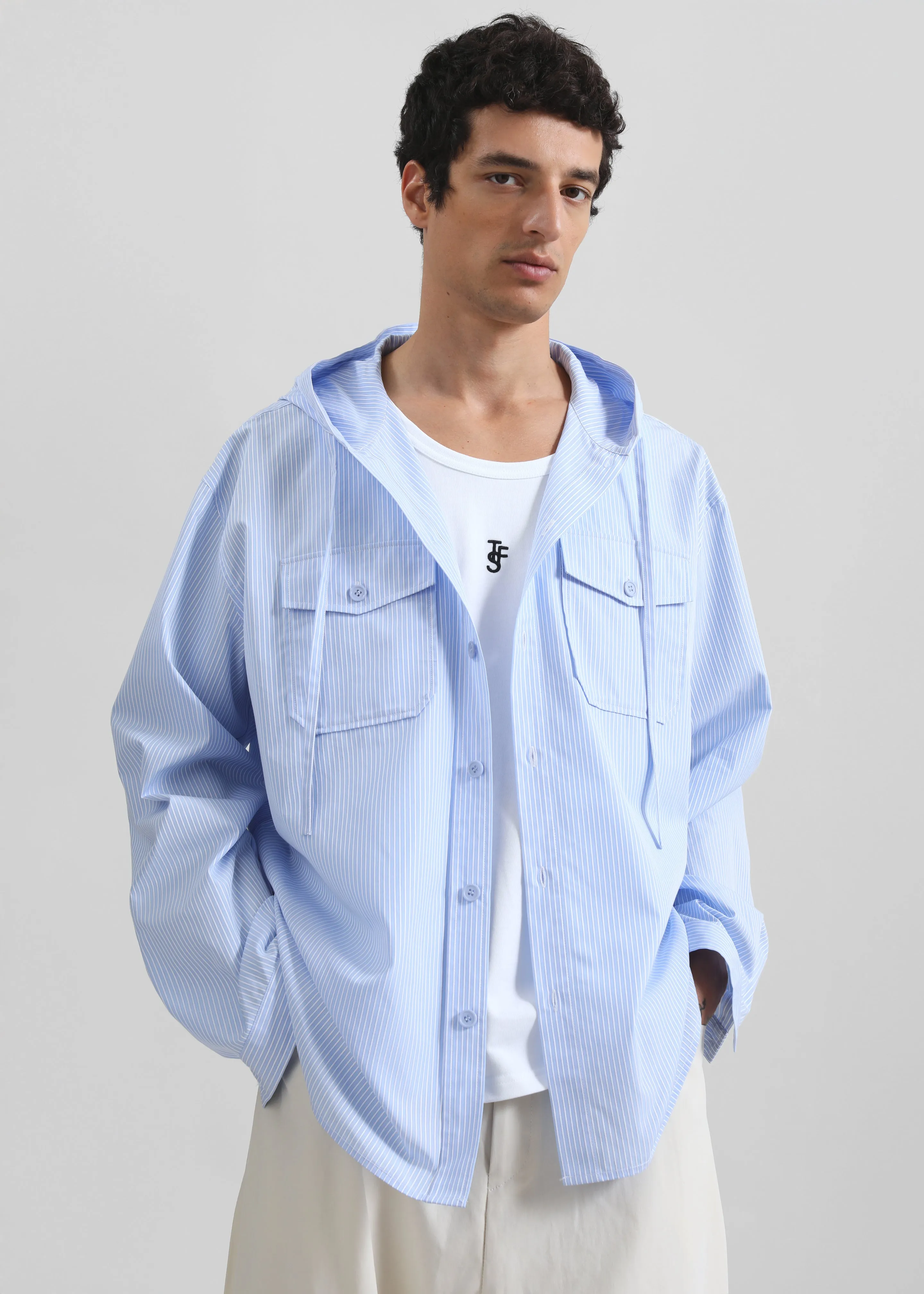 Lars Hooded Striped Jacket - Blue/White Stripe sold by Frankie Shop product image thumbnail 2