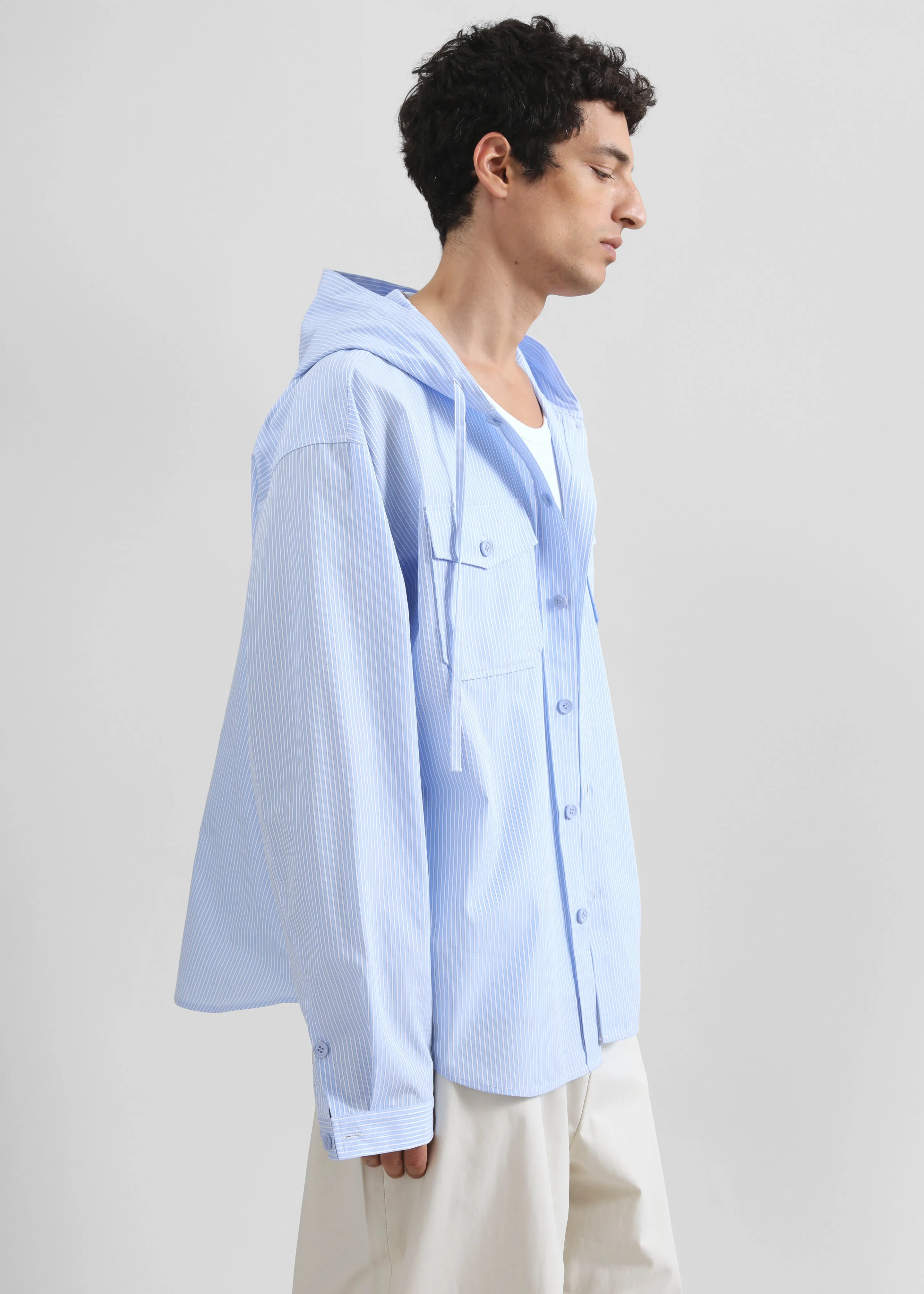 Lars Hooded Striped Jacket - Blue/White Stripe sold by Frankie Shop product image thumbnail 5