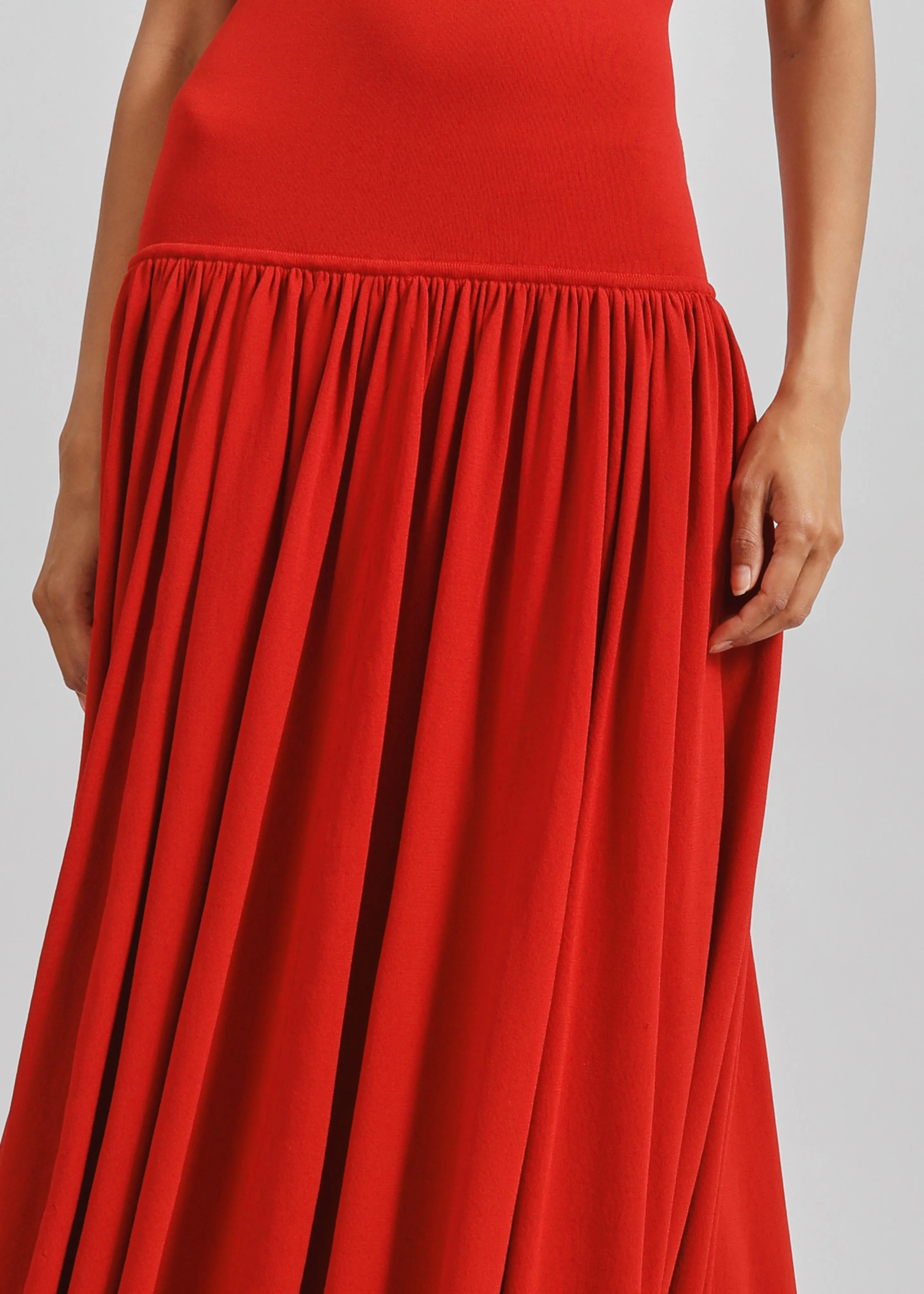 Loulou de Saison Jada Long Jersey Dress - Red sold by Frankie Shop product image thumbnail 5