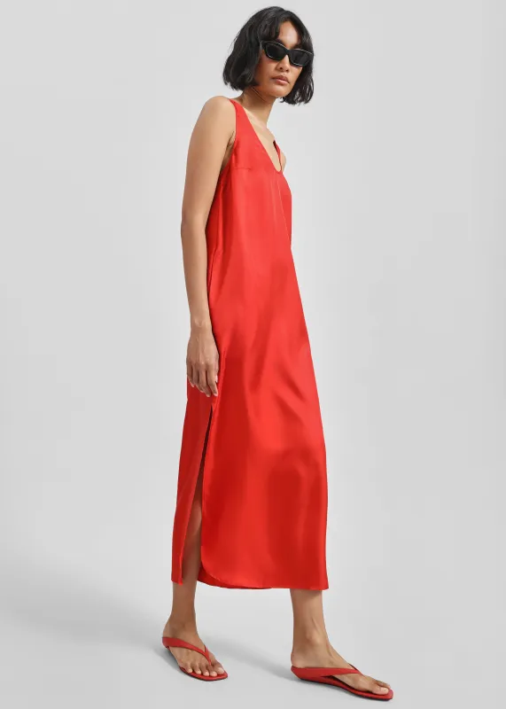 Loulou de Saison Nada Silk Long Dress - Red sold by Frankie Shop