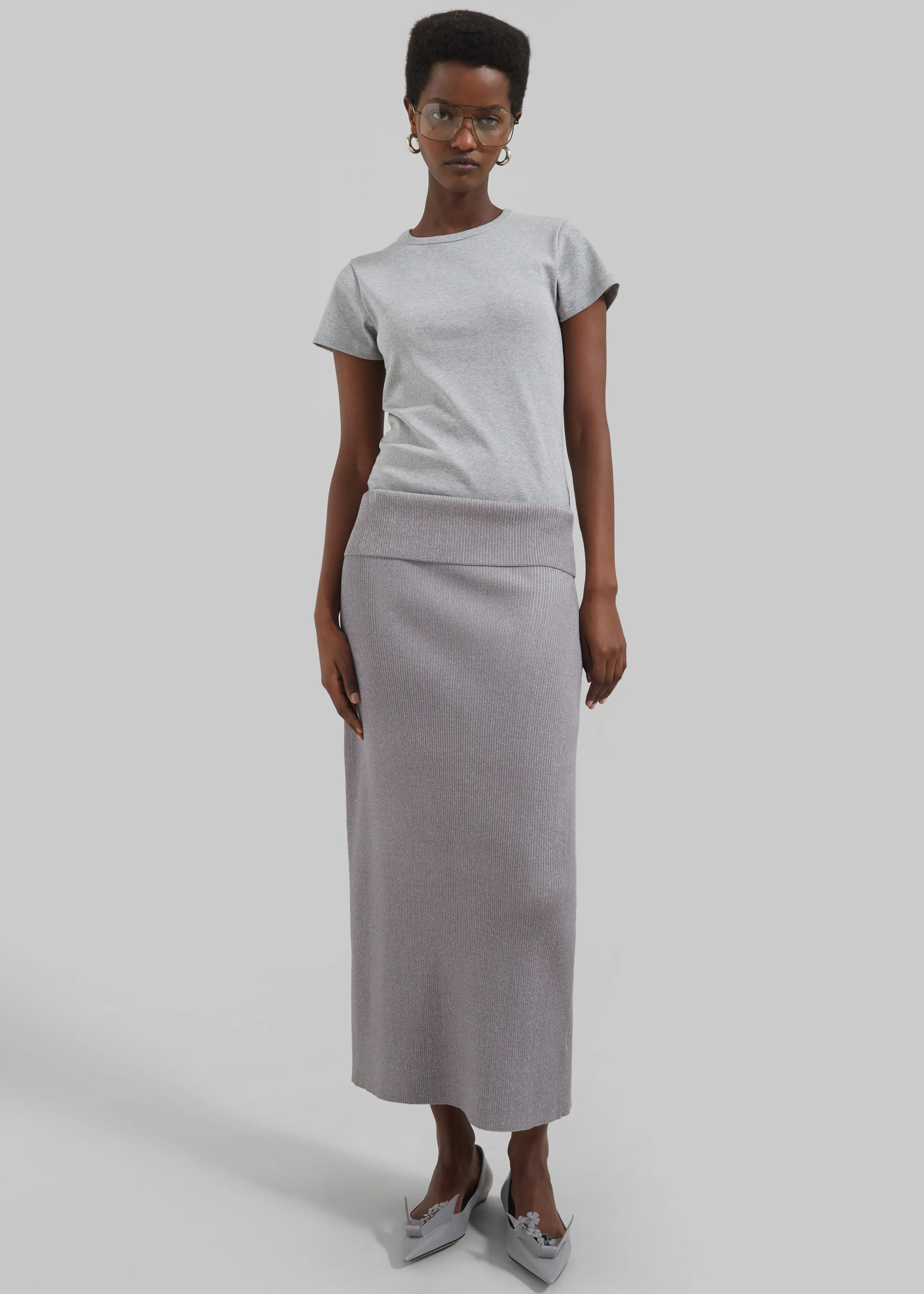 Proenza Schouler White Label Willow Skirt In Plaited Rib Knits - Fog/Off White sold by Frankie Shop product image thumbnail 5