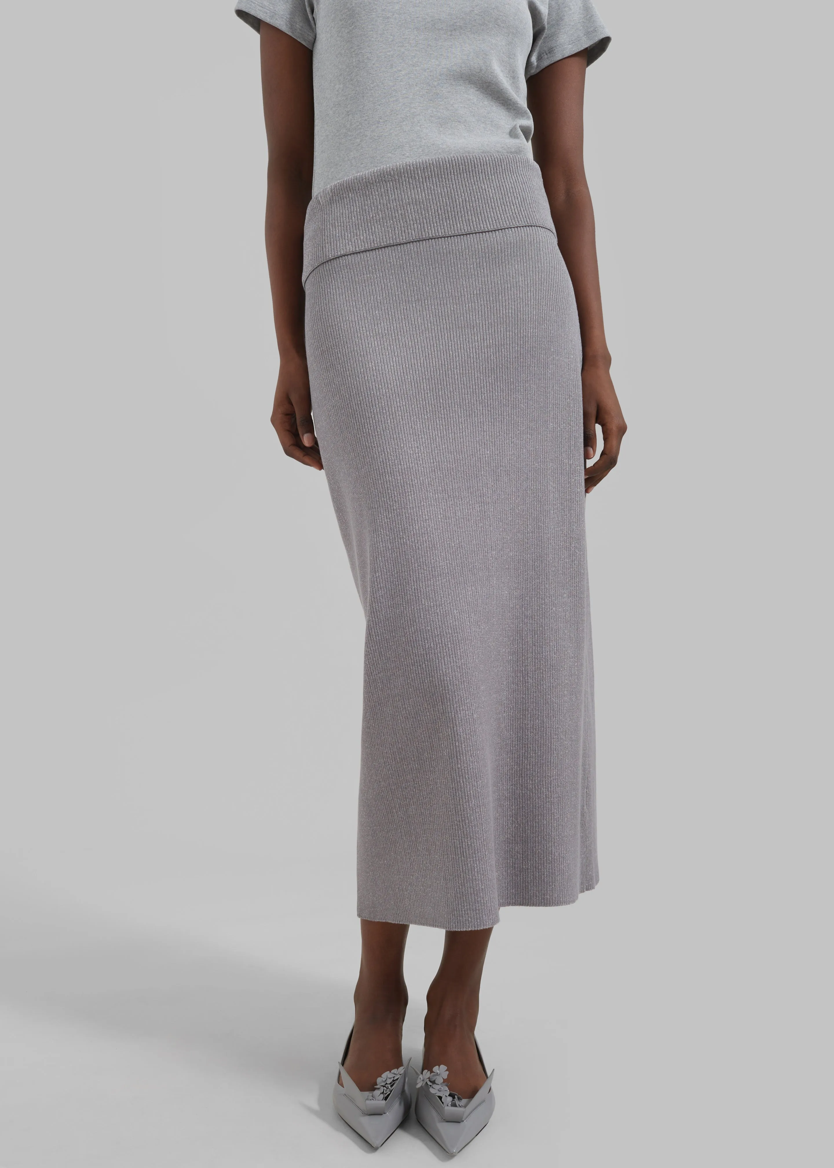 Proenza Schouler White Label Willow Skirt In Plaited Rib Knits - Fog/Off White sold by Frankie Shop