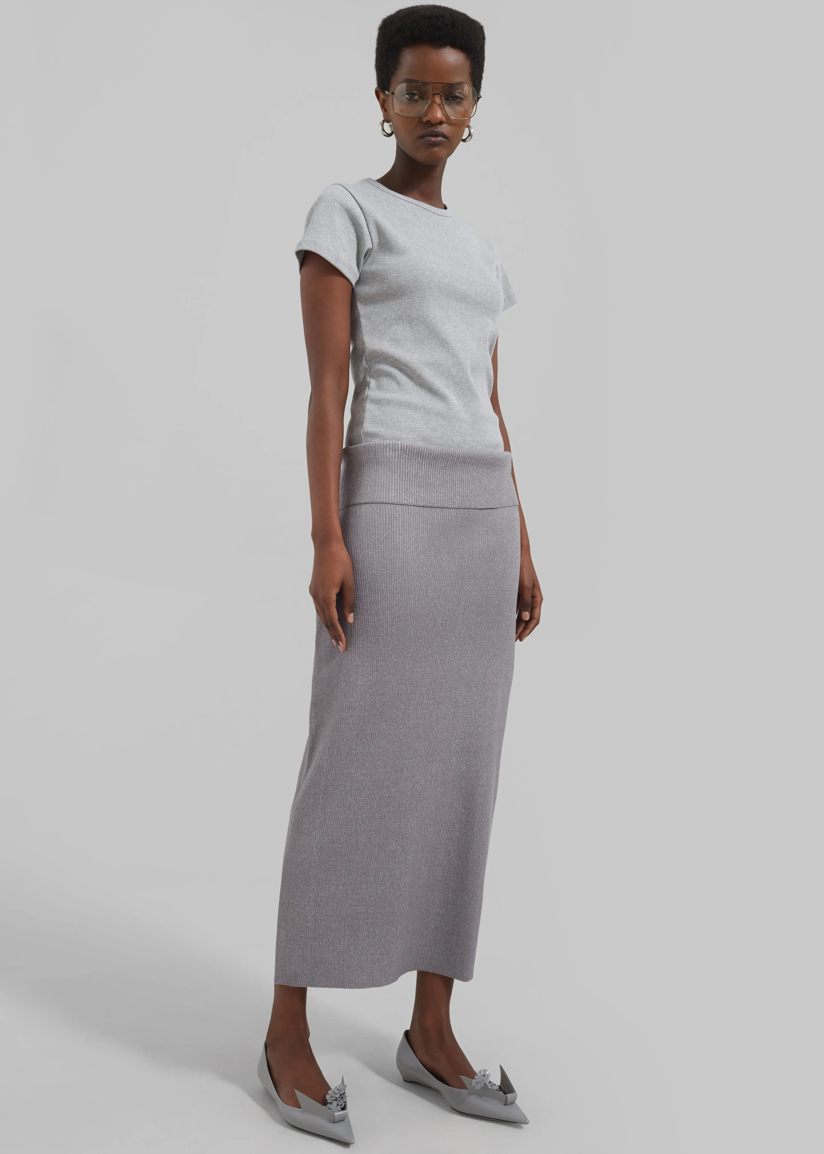 Proenza Schouler White Label Willow Skirt In Plaited Rib Knits - Fog/Off White sold by Frankie Shop product image thumbnail 2