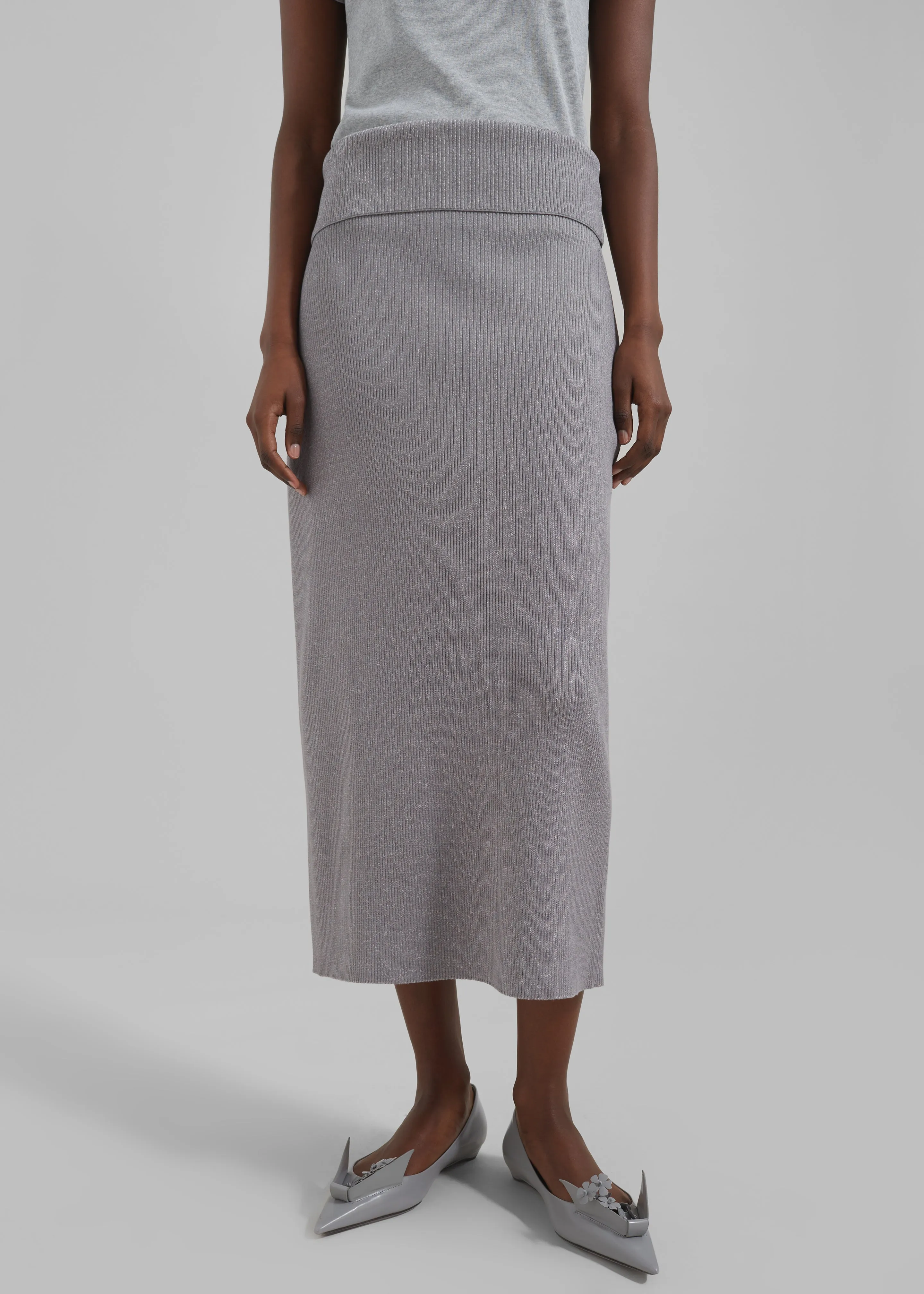 Proenza Schouler White Label Willow Skirt In Plaited Rib Knits - Fog/Off White sold by Frankie Shop product image thumbnail 4