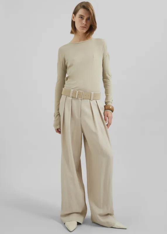 Daytona Pleated Linen Trousers - Cement sold by Frankie Shop