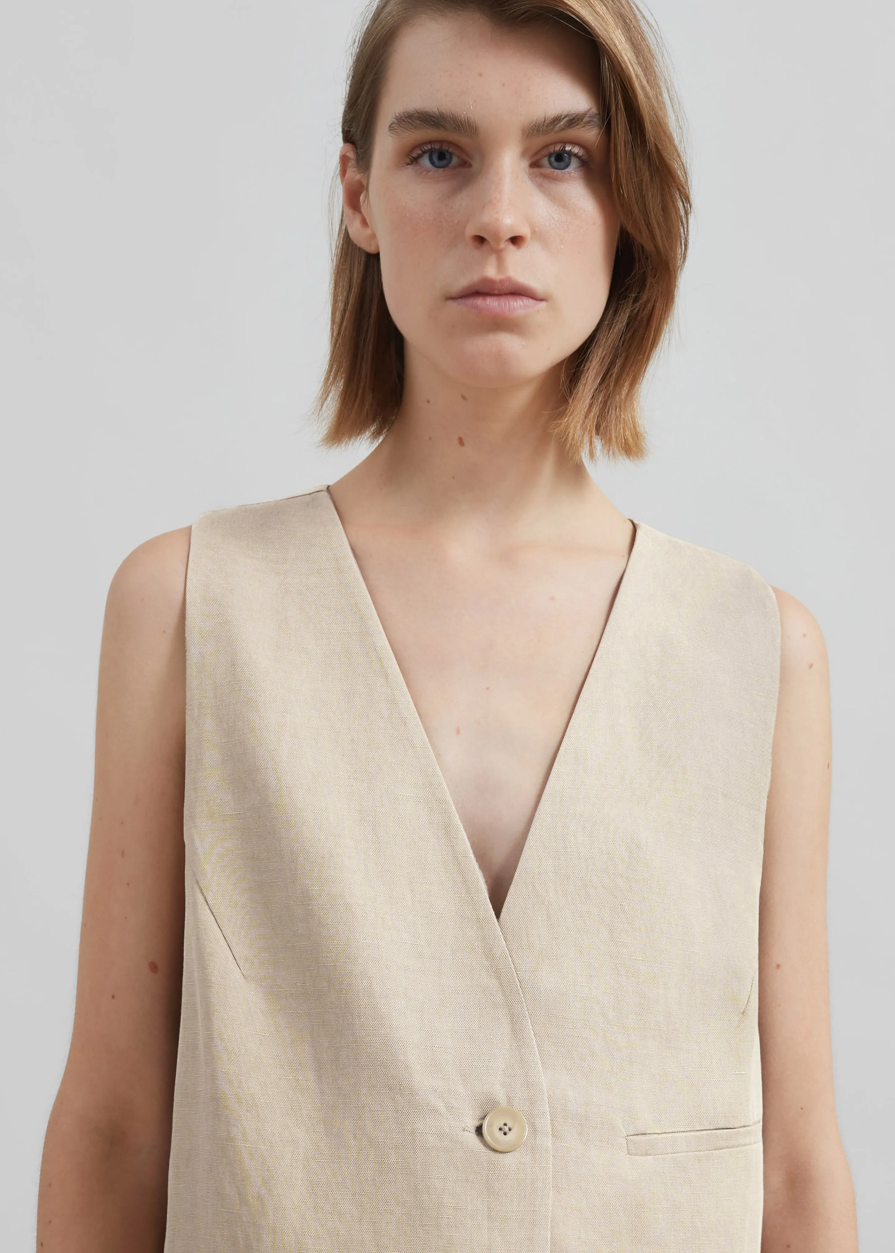 Melrose Linen Vest - Cement sold by Frankie Shop product image thumbnail 3