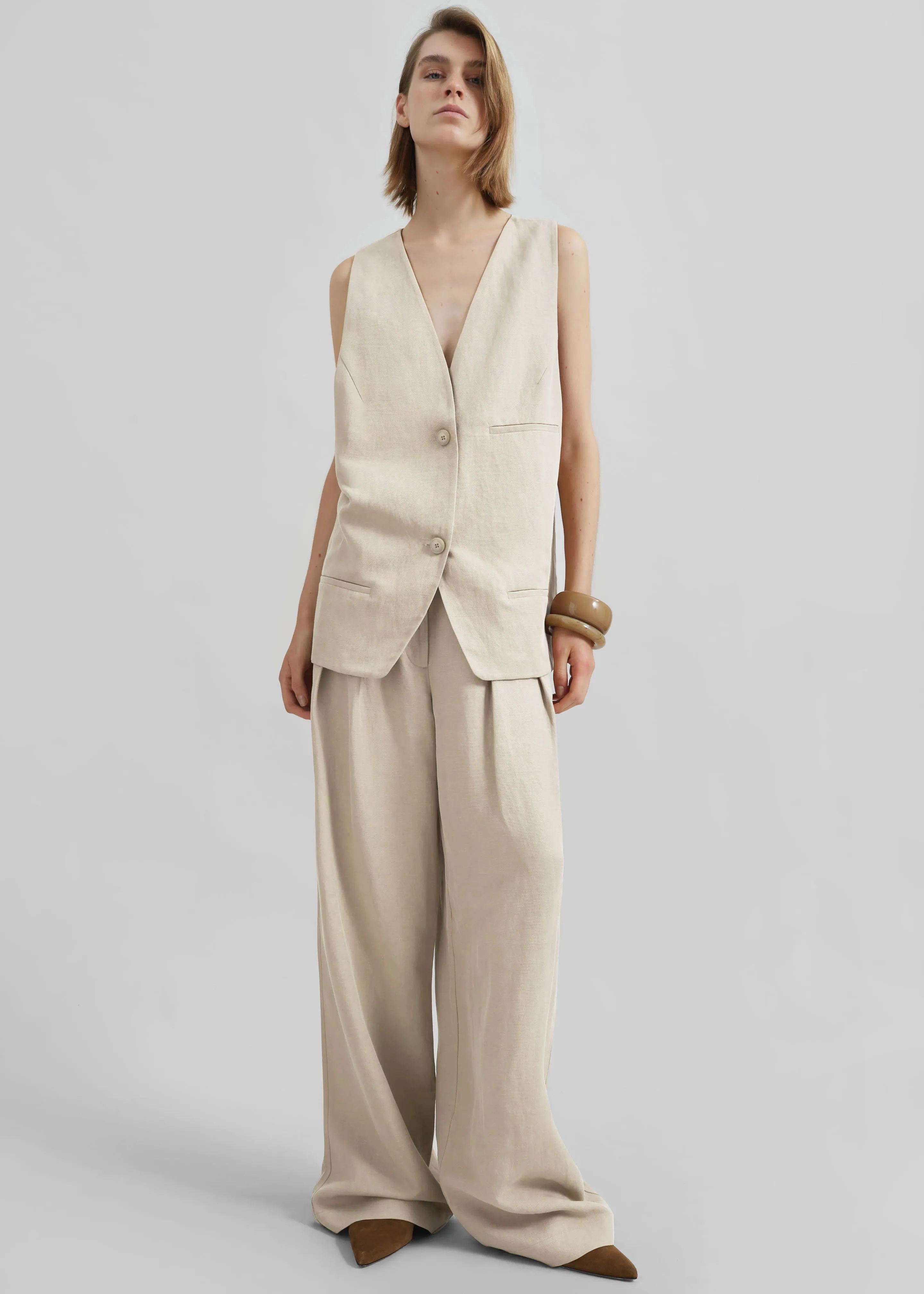 Melrose Linen Vest - Cement sold by Frankie Shop product image thumbnail 5