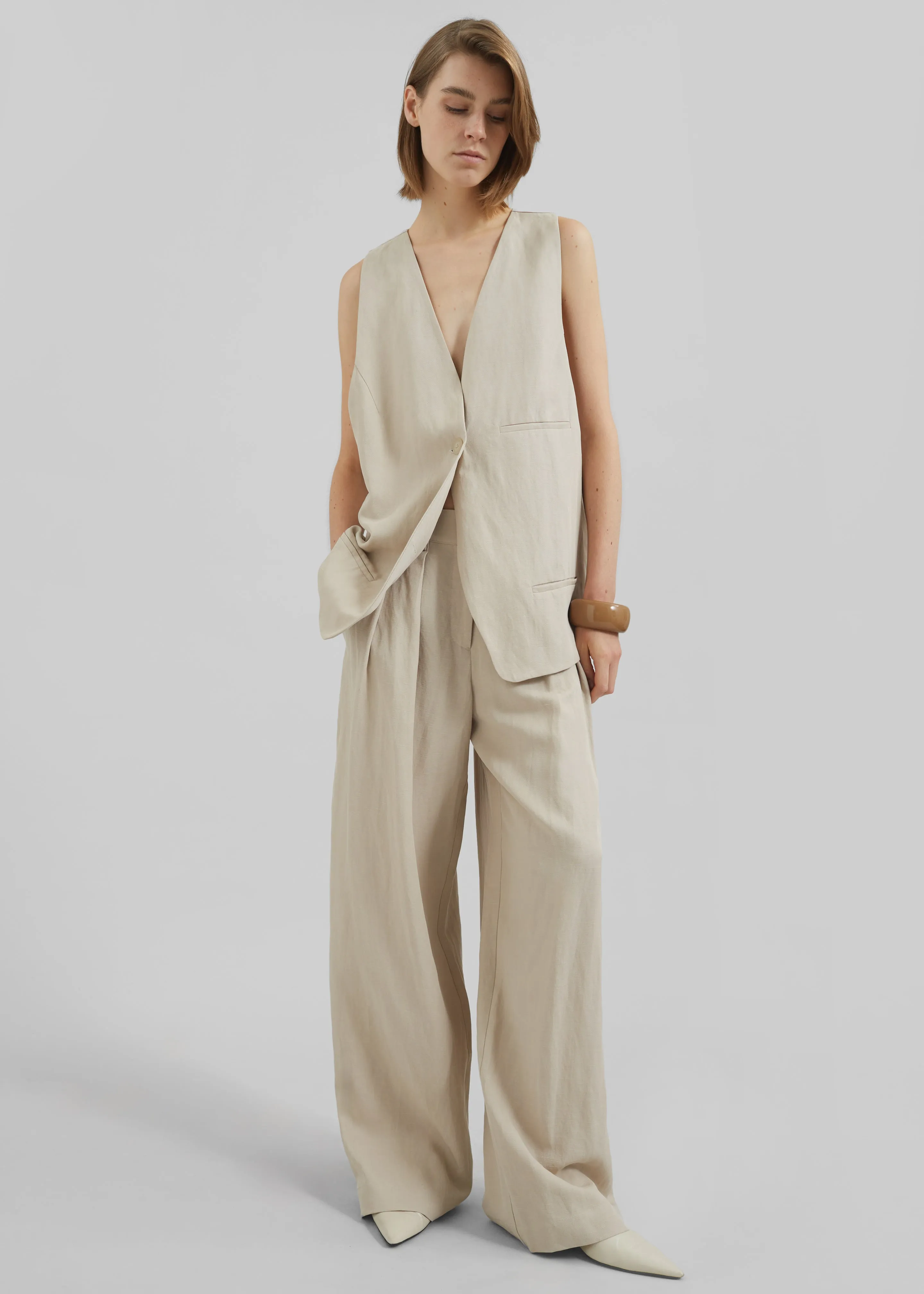 Melrose Linen Vest - Cement sold by Frankie Shop product image thumbnail 2