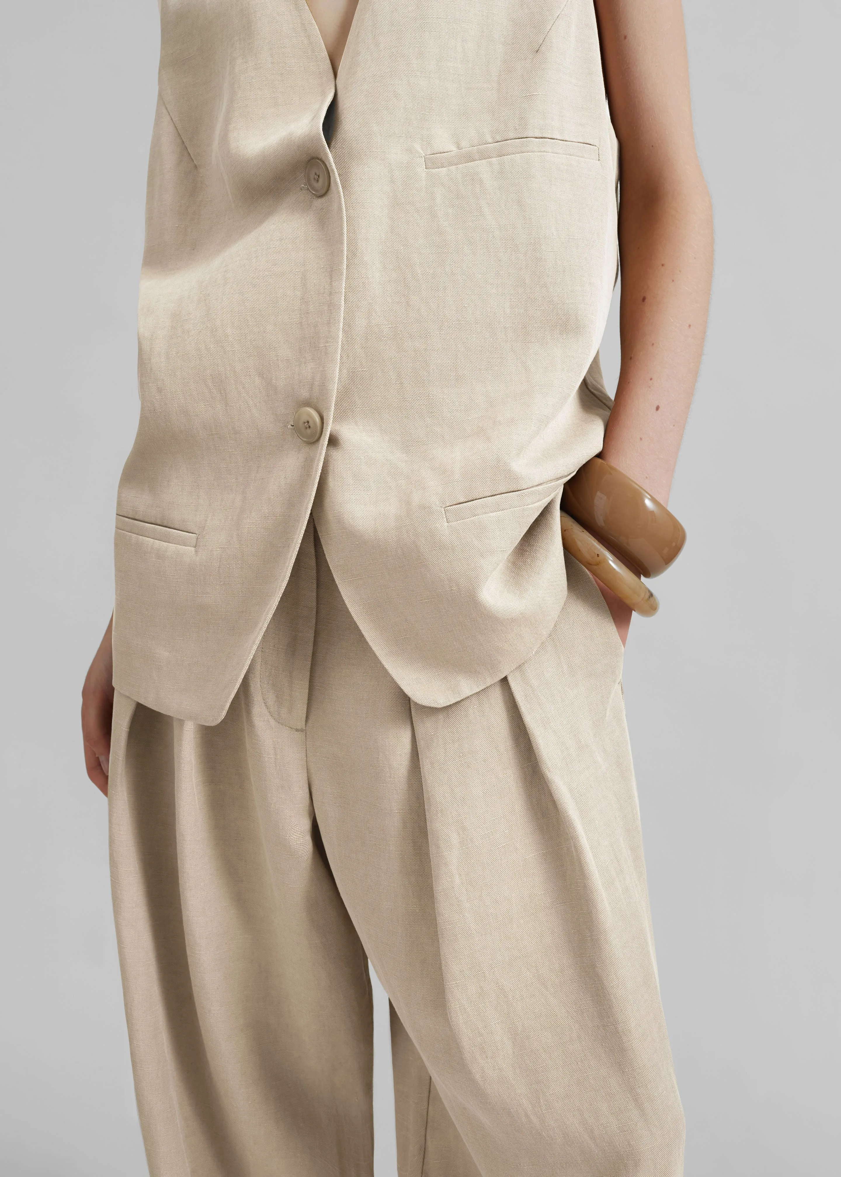 Melrose Linen Vest - Cement sold by Frankie Shop product image thumbnail 4