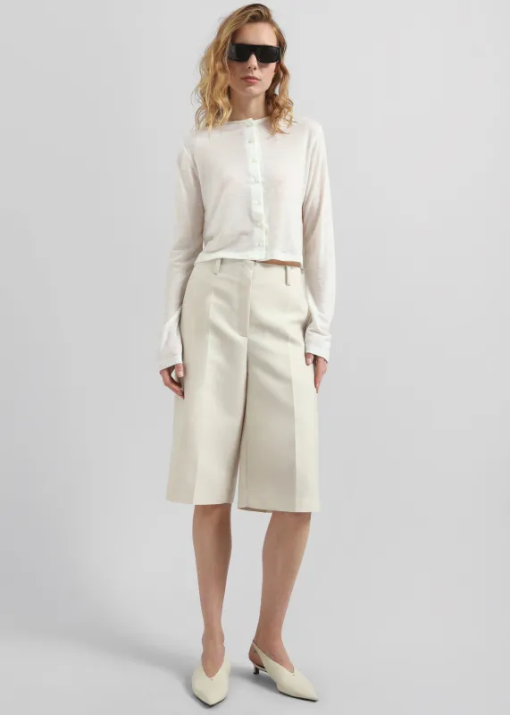 Zwolle Sheen Tailored Bermuda Shorts - Cream sold by Frankie Shop