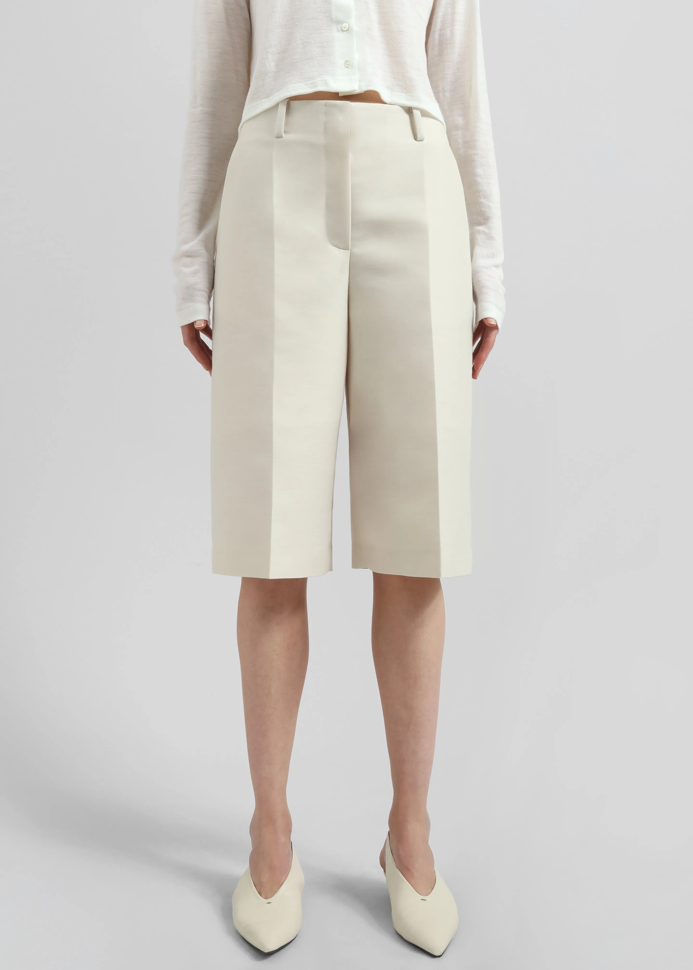 Zwolle Sheen Tailored Bermuda Shorts - Cream sold by Frankie Shop product image thumbnail 5