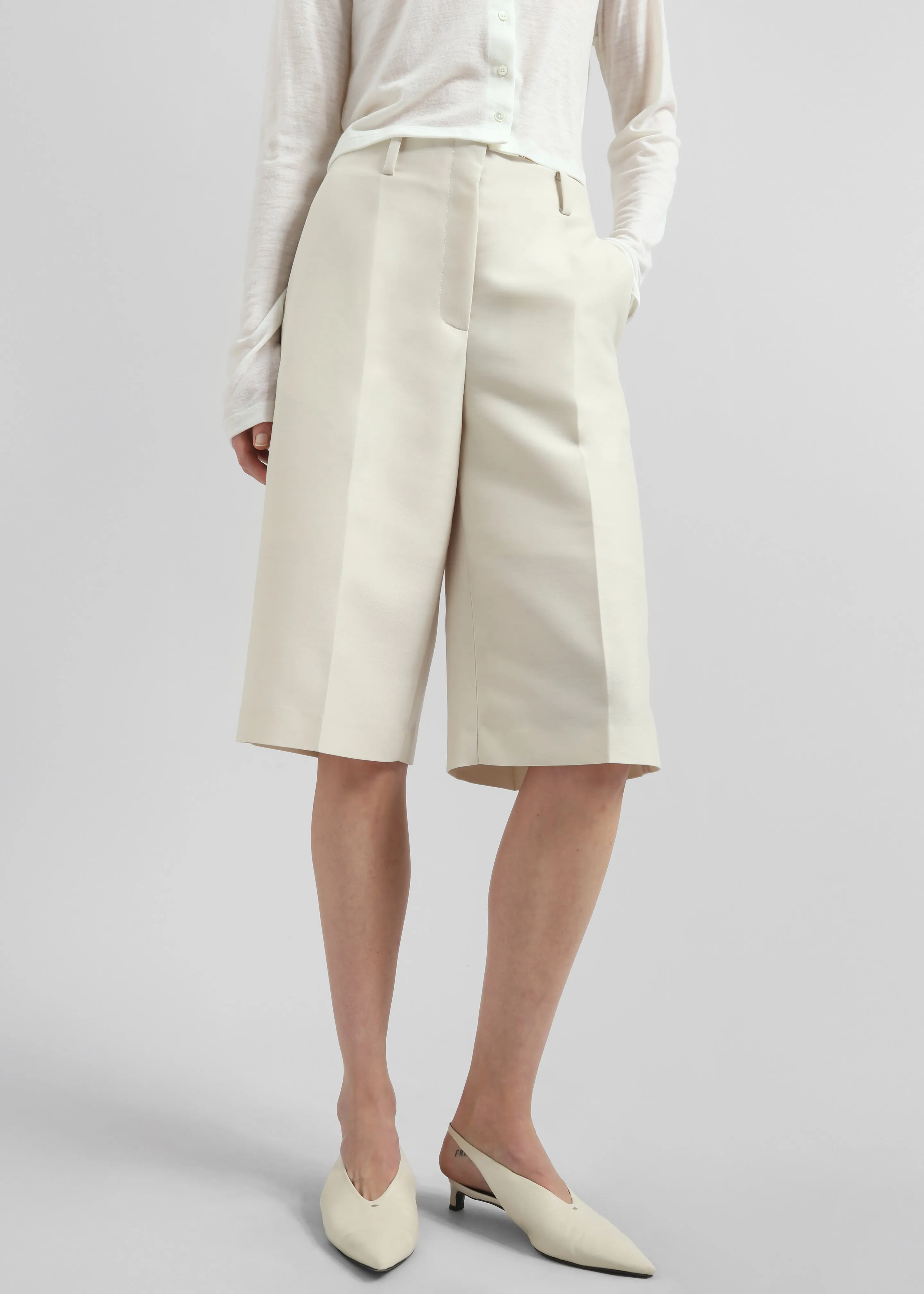 Zwolle Sheen Tailored Bermuda Shorts - Cream sold by Frankie Shop product image thumbnail 3