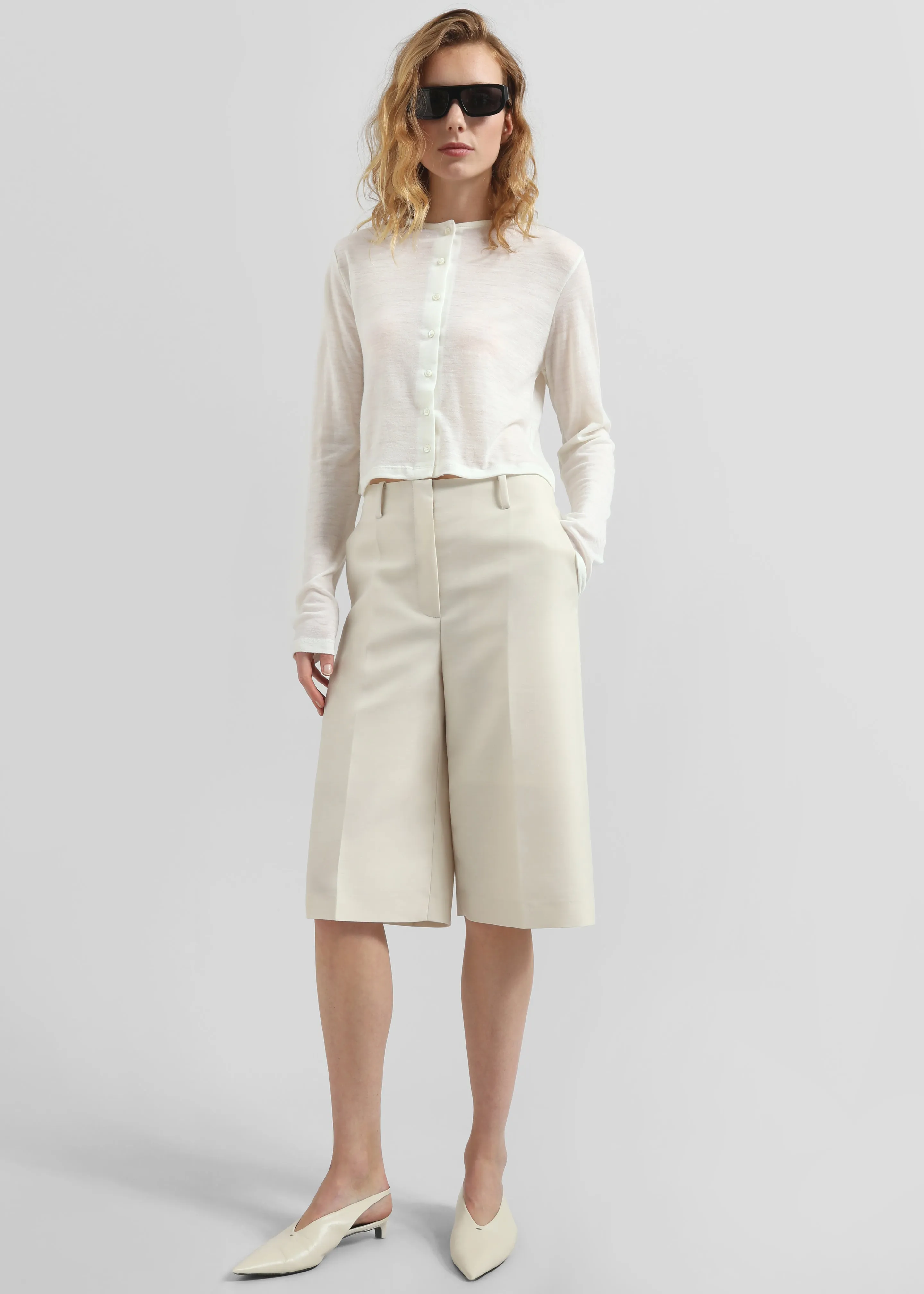 Zwolle Sheen Tailored Bermuda Shorts - Cream sold by Frankie Shop product image thumbnail 4