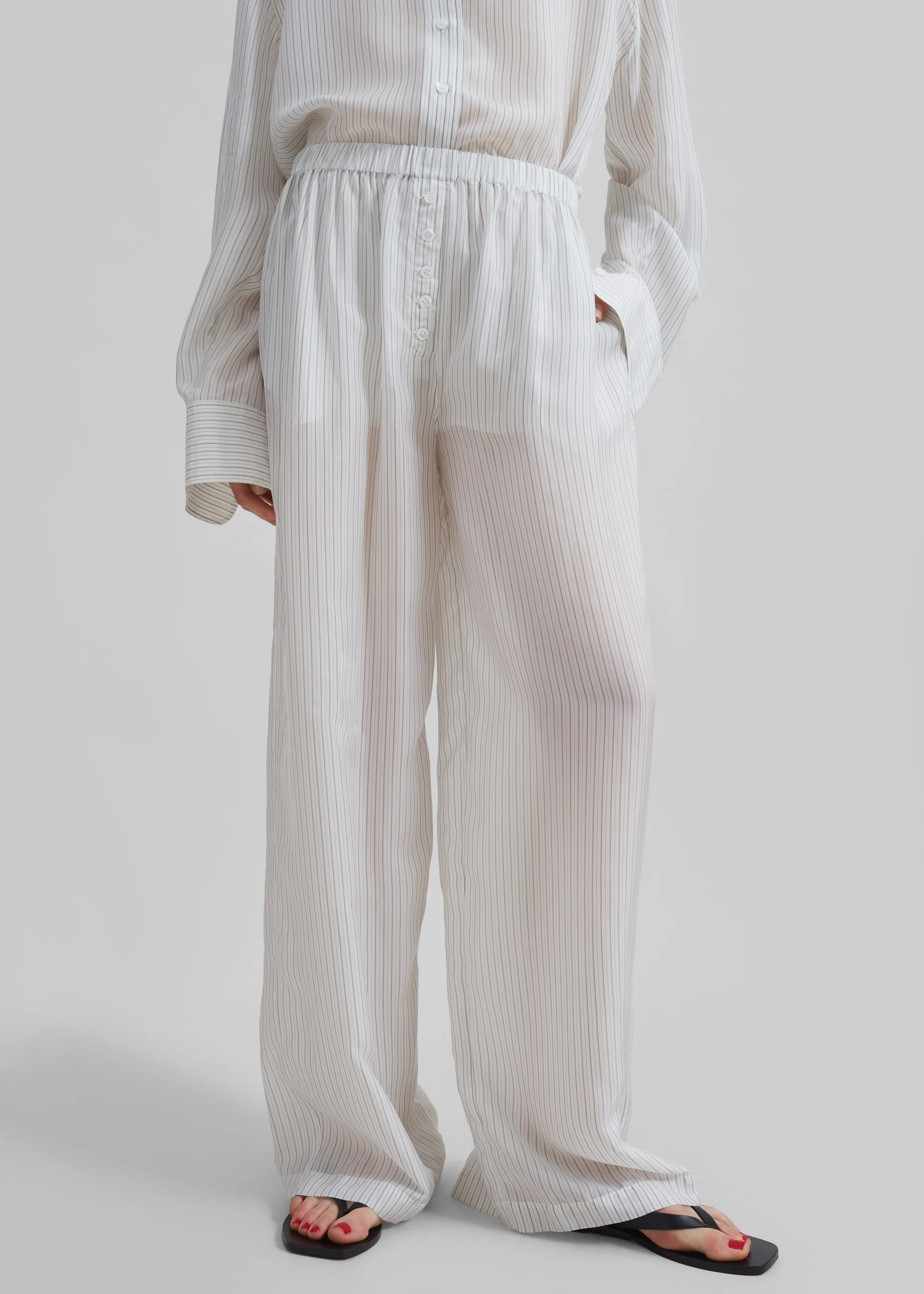 Brenna Double Striped Wide Pants - White/Black Stripe sold by Frankie Shop