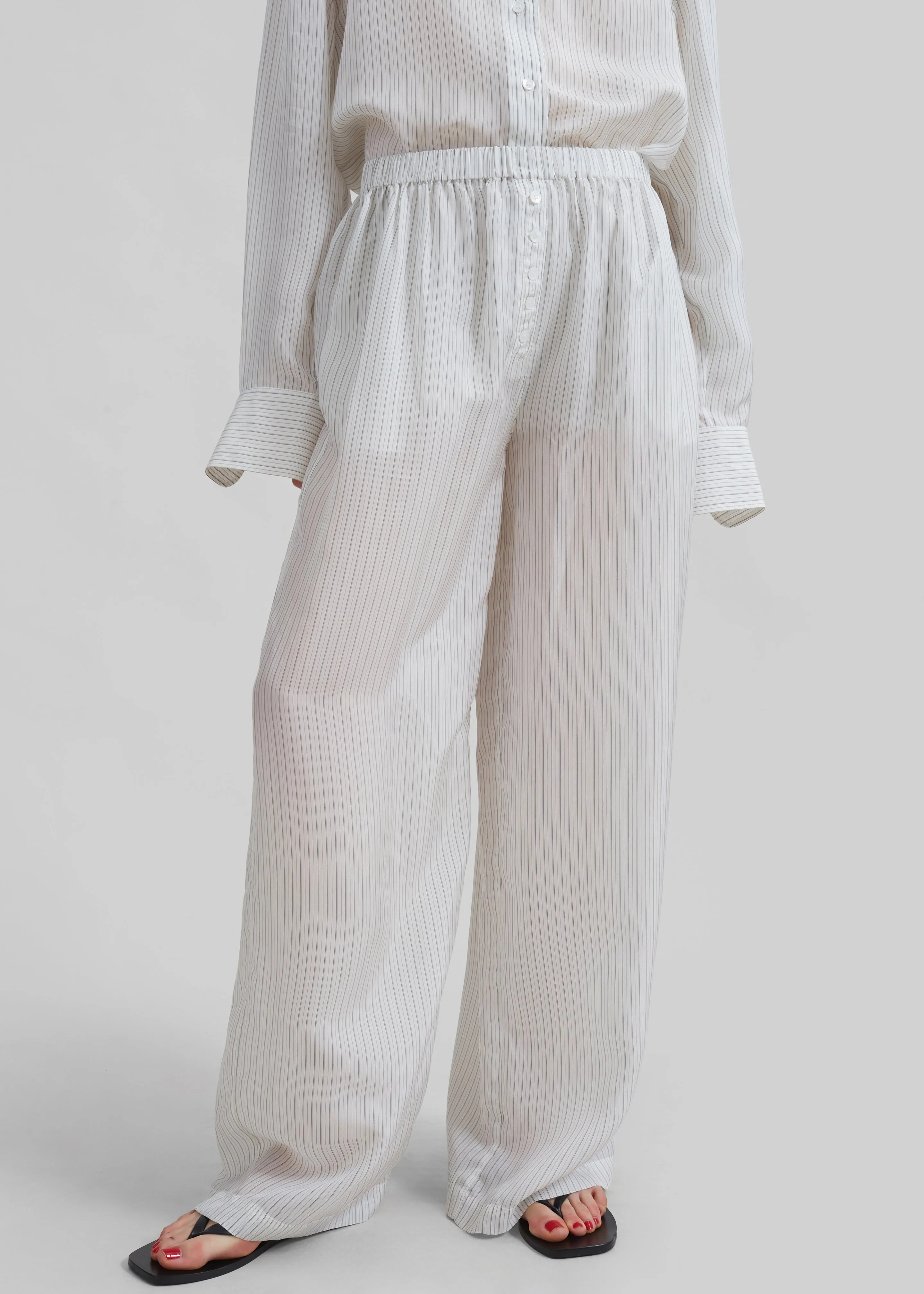Brenna Double Striped Wide Pants - White/Black Stripe sold by Frankie Shop product image thumbnail 4