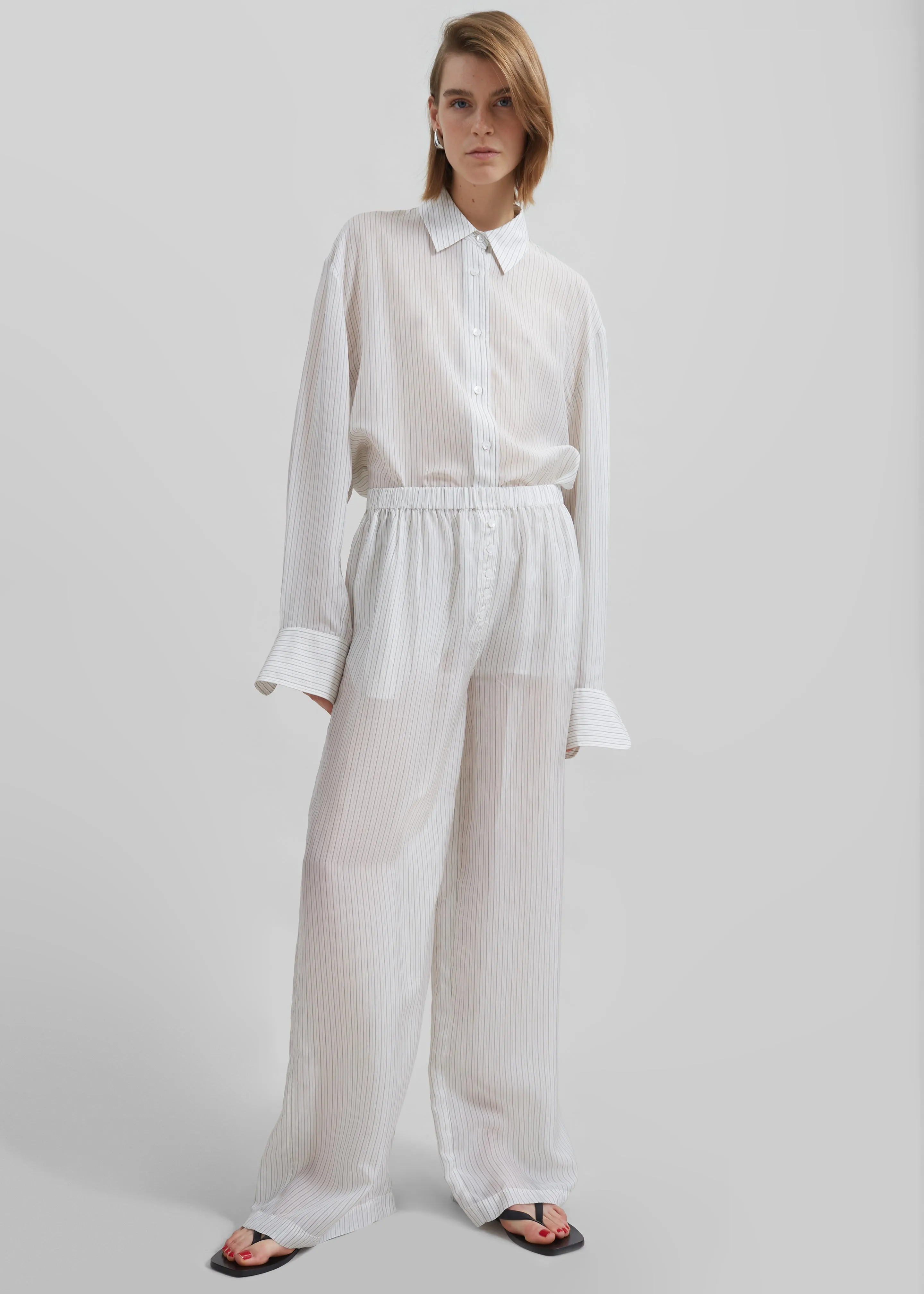 Brenna Double Striped Wide Pants - White/Black Stripe sold by Frankie Shop product image thumbnail 5