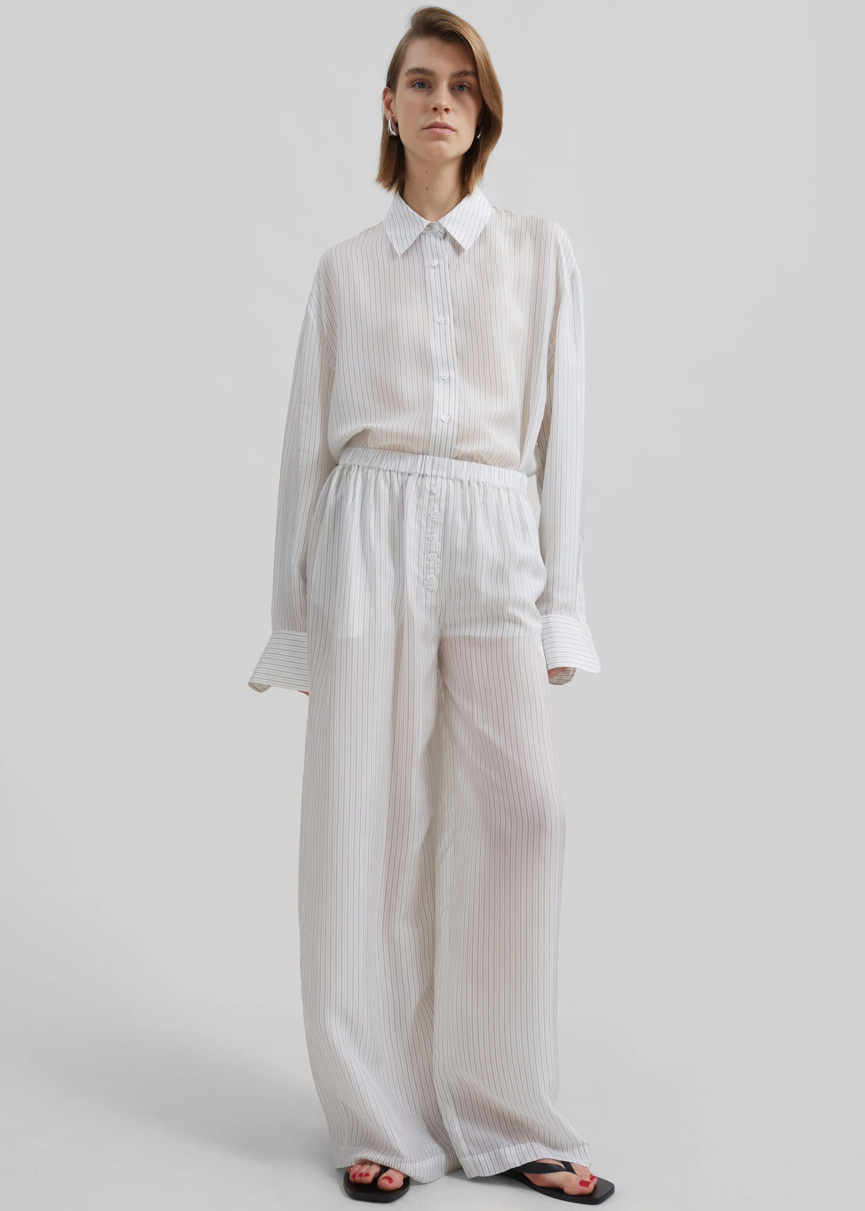 Brenna Double Striped Wide Pants - White/Black Stripe sold by Frankie Shop product image thumbnail 3