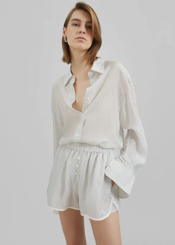 Brenna Double Striped Shorts - White/Black Stripe sold by Frankie Shop