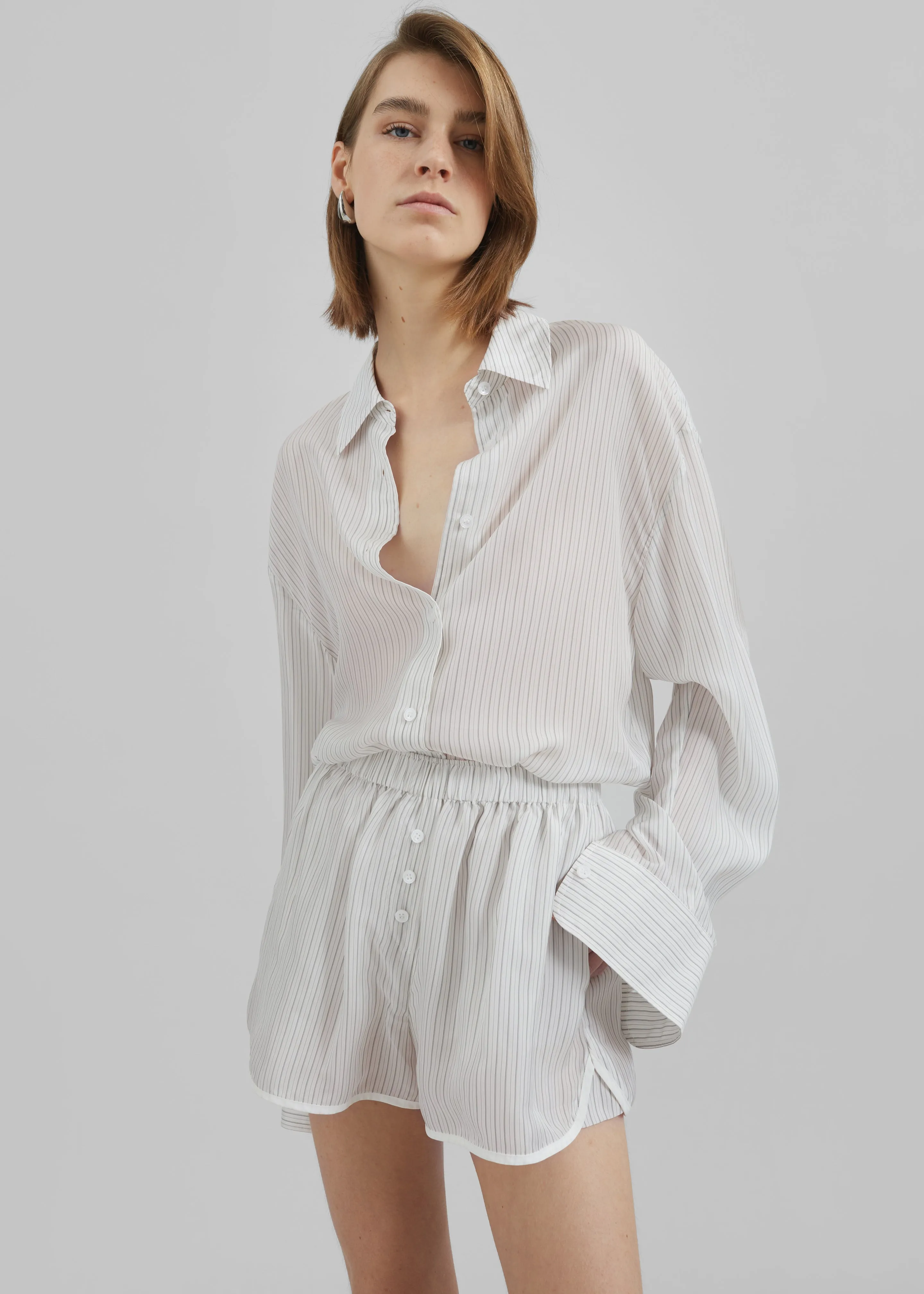 Peri Double Striped Shirt - White/Black Stripe sold by Frankie Shop product image thumbnail 4