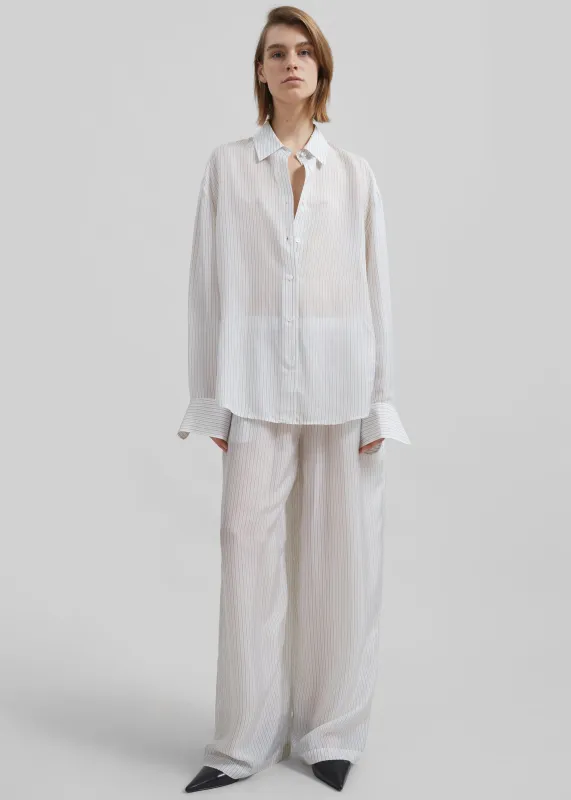 Peri Double Striped Shirt - White/Black Stripe sold by Frankie Shop