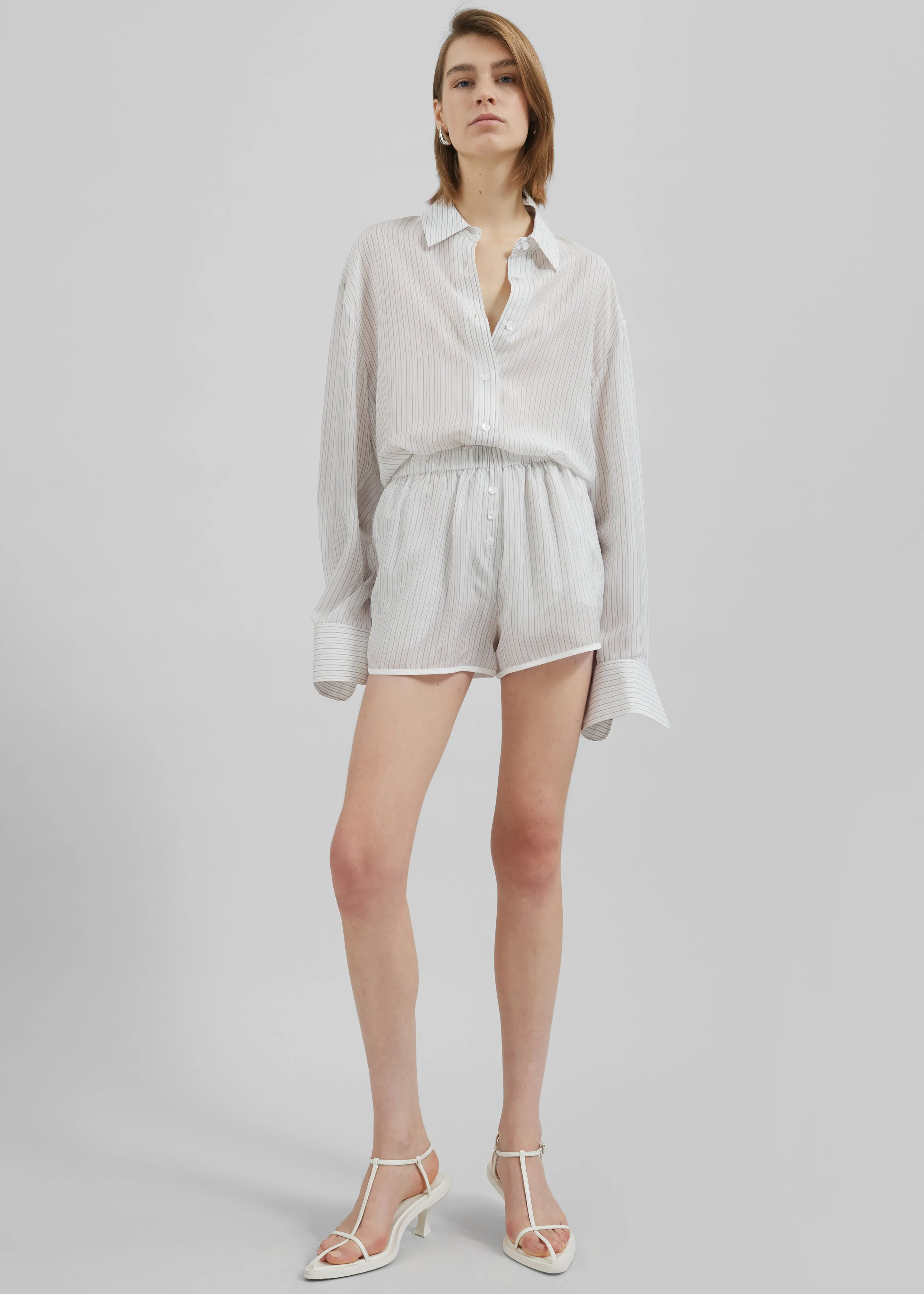 Peri Double Striped Shirt - White/Black Stripe sold by Frankie Shop product image thumbnail 5