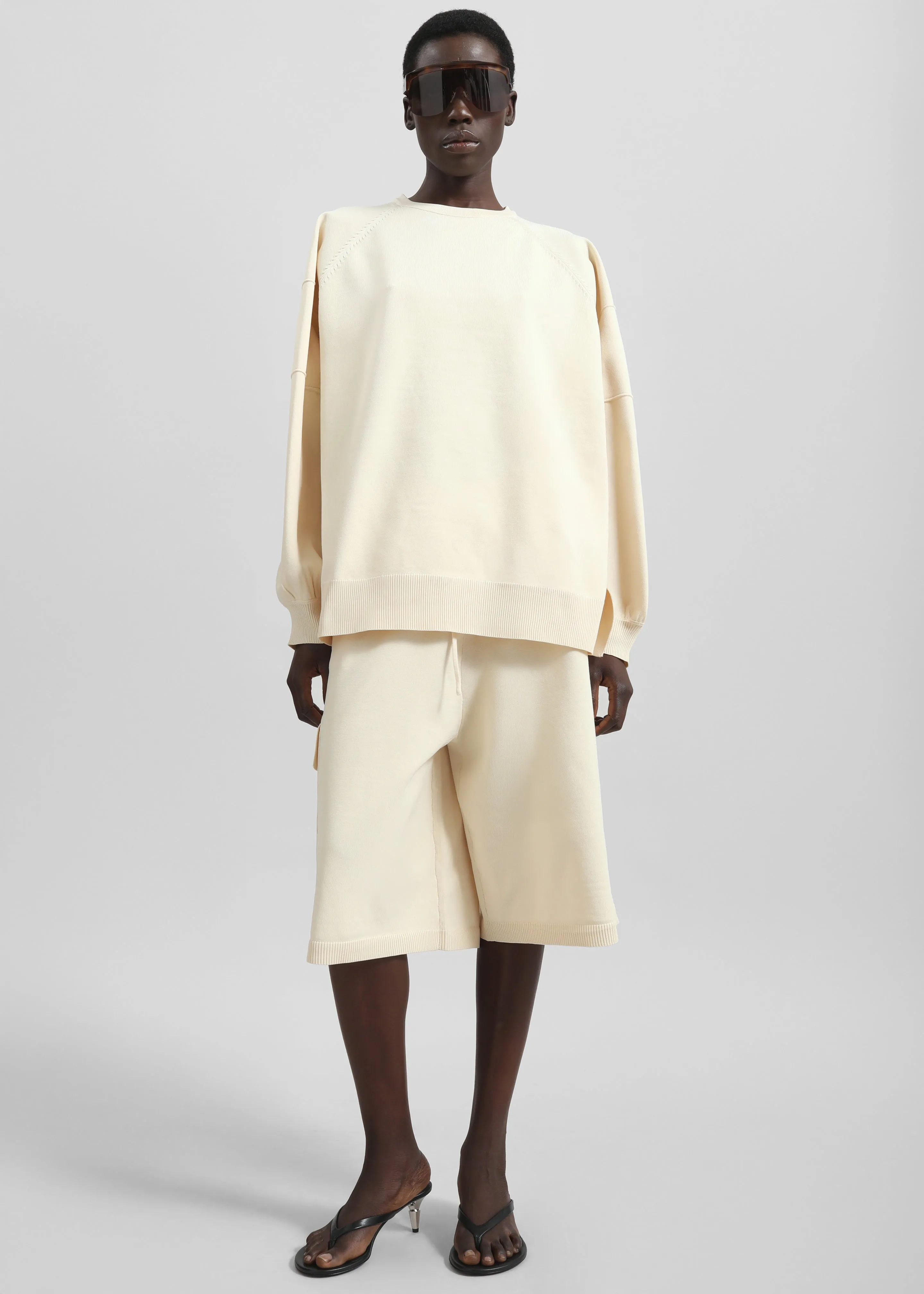 Wesra Knit Bermuda Shorts - Ecru sold by Frankie Shop product image thumbnail 4