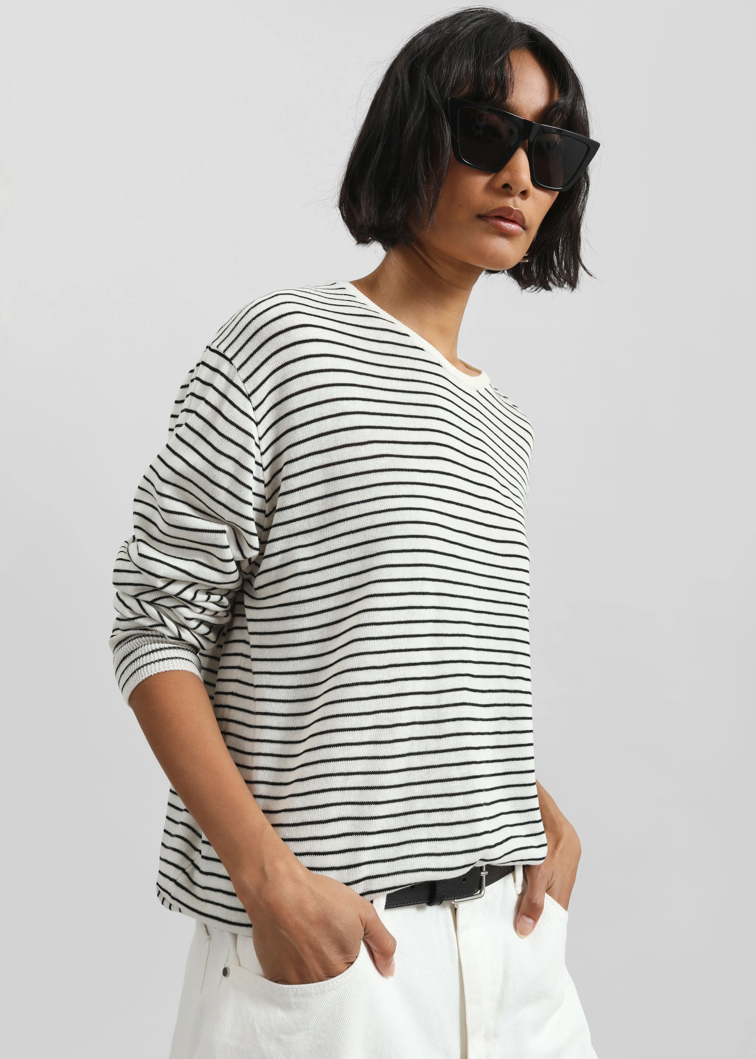 Iven Knit Pullover - White/Black Stripe sold by Frankie Shop product image thumbnail 5