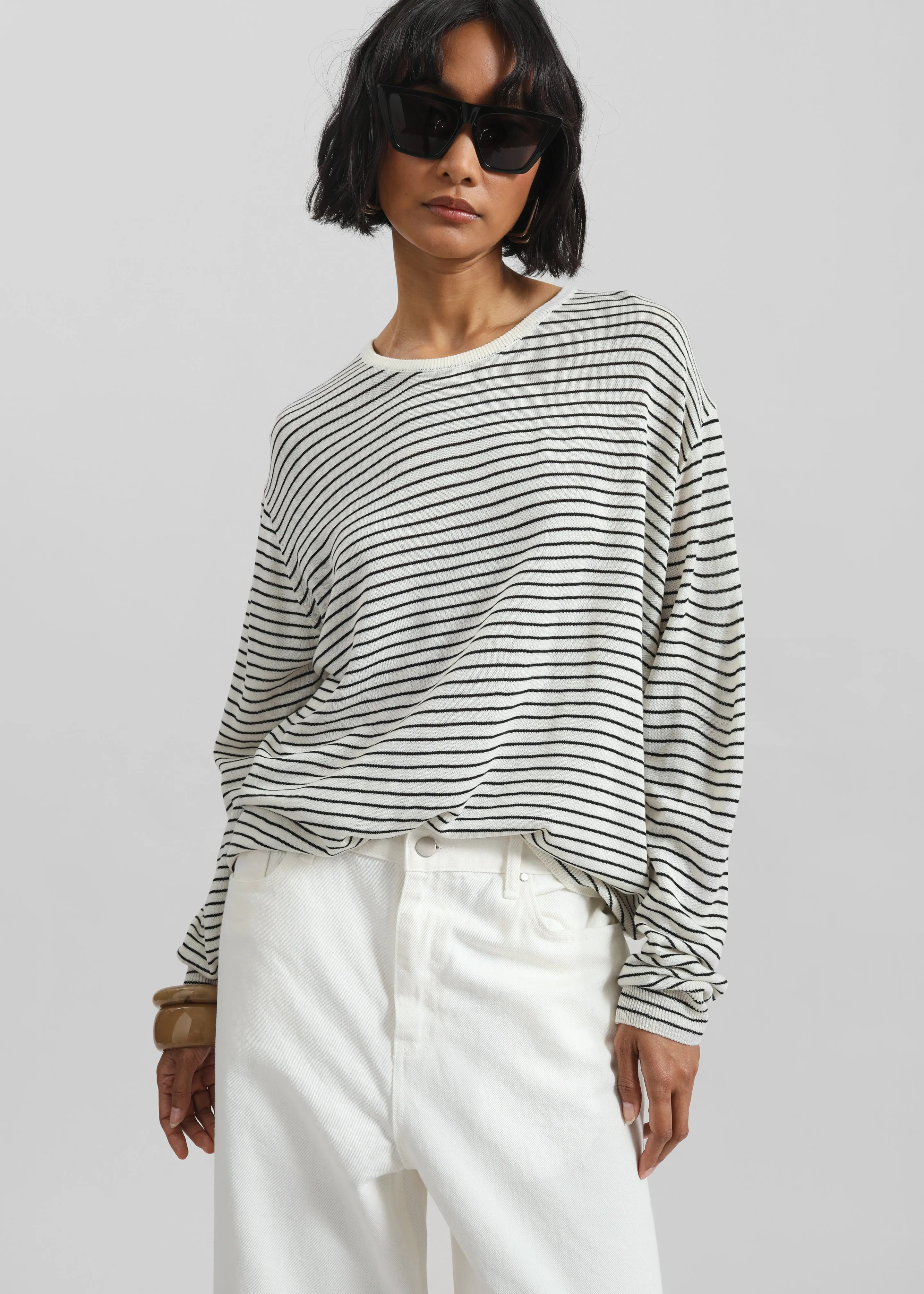 Iven Knit Pullover - White/Black Stripe sold by Frankie Shop product image thumbnail 2