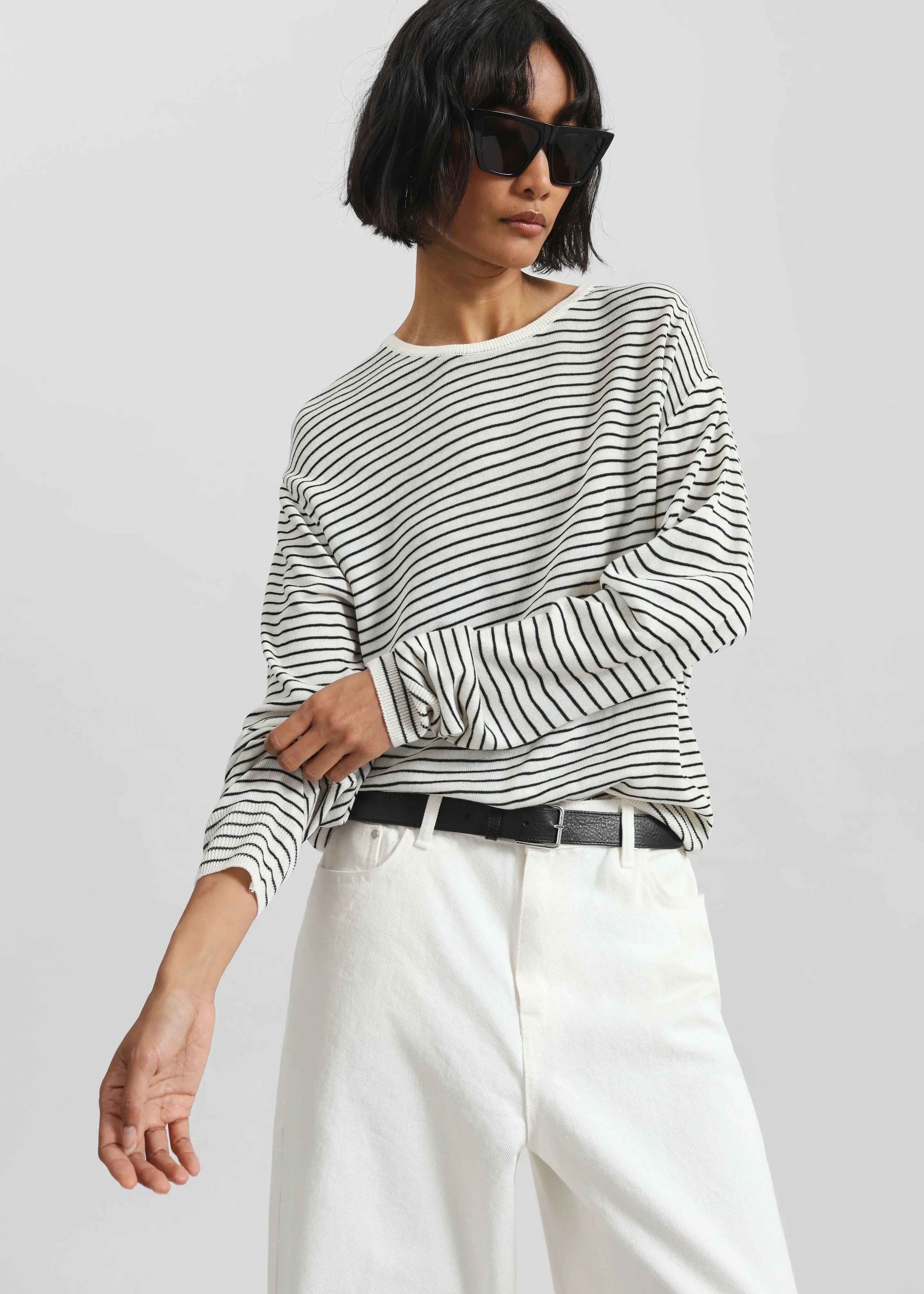 Iven Knit Pullover - White/Black Stripe sold by Frankie Shop