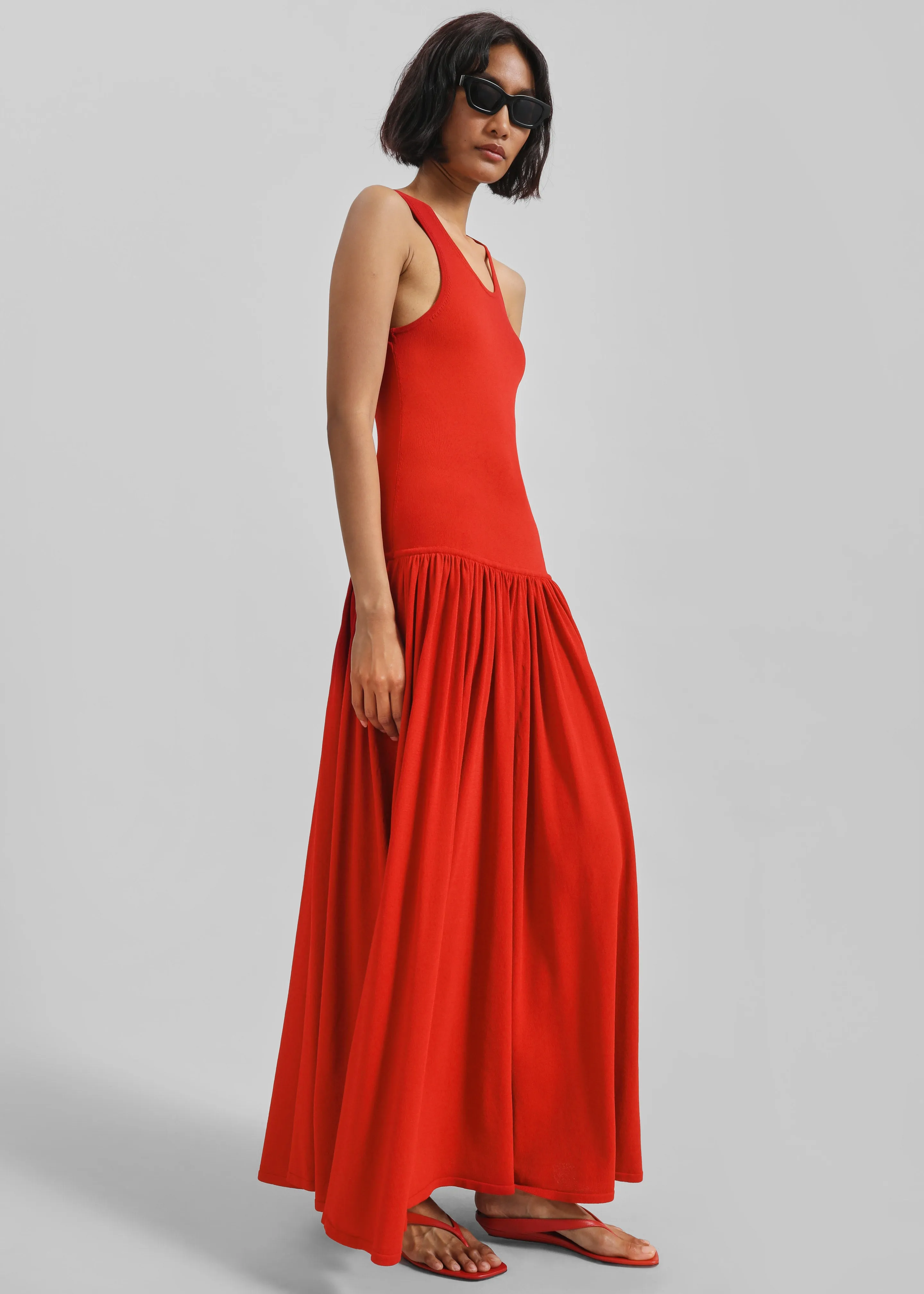Loulou de Saison Jada Long Jersey Dress - Red sold by Frankie Shop product image thumbnail 4