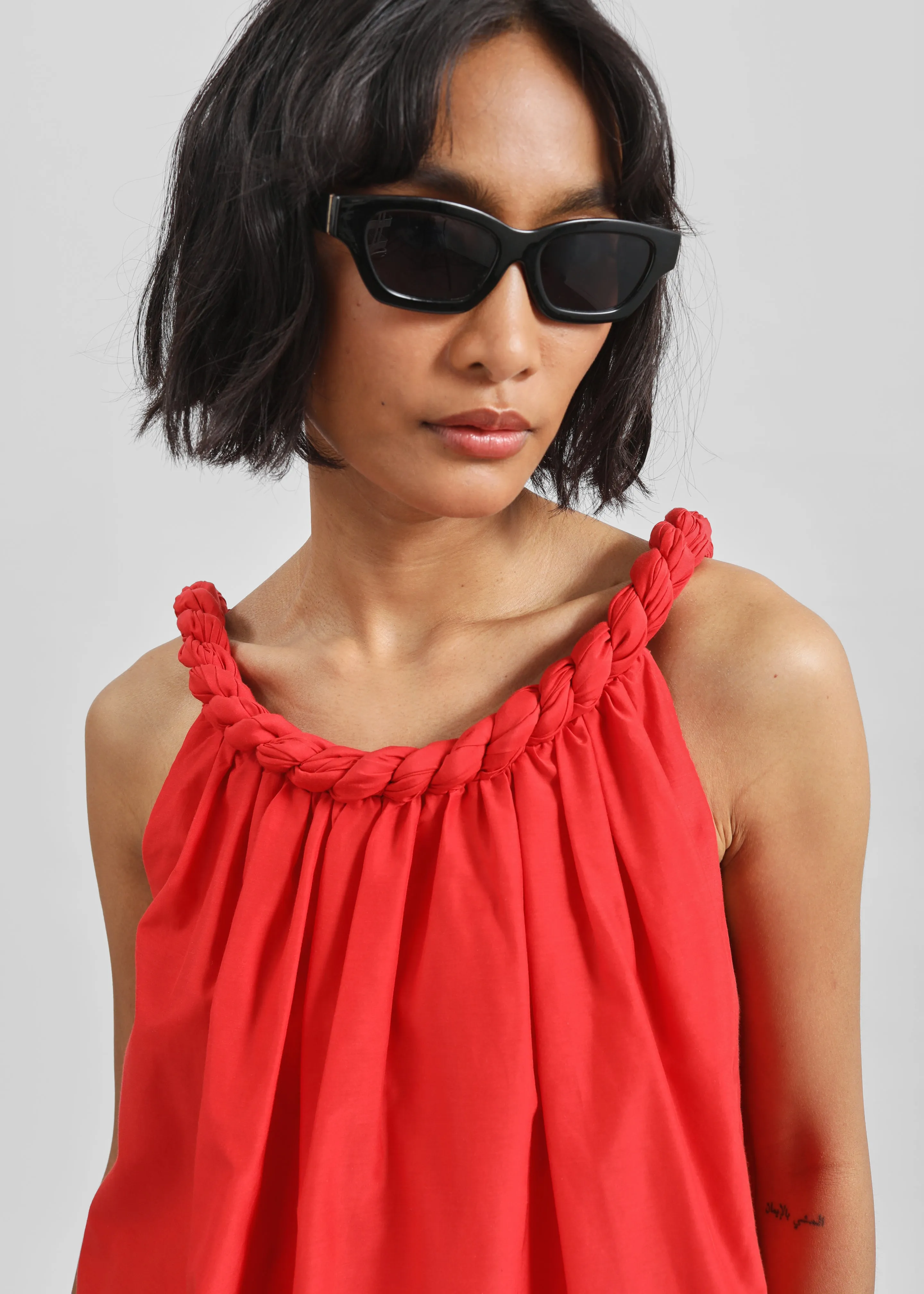 Loulou de Saison Garino Gathered Top - Red sold by Frankie Shop
