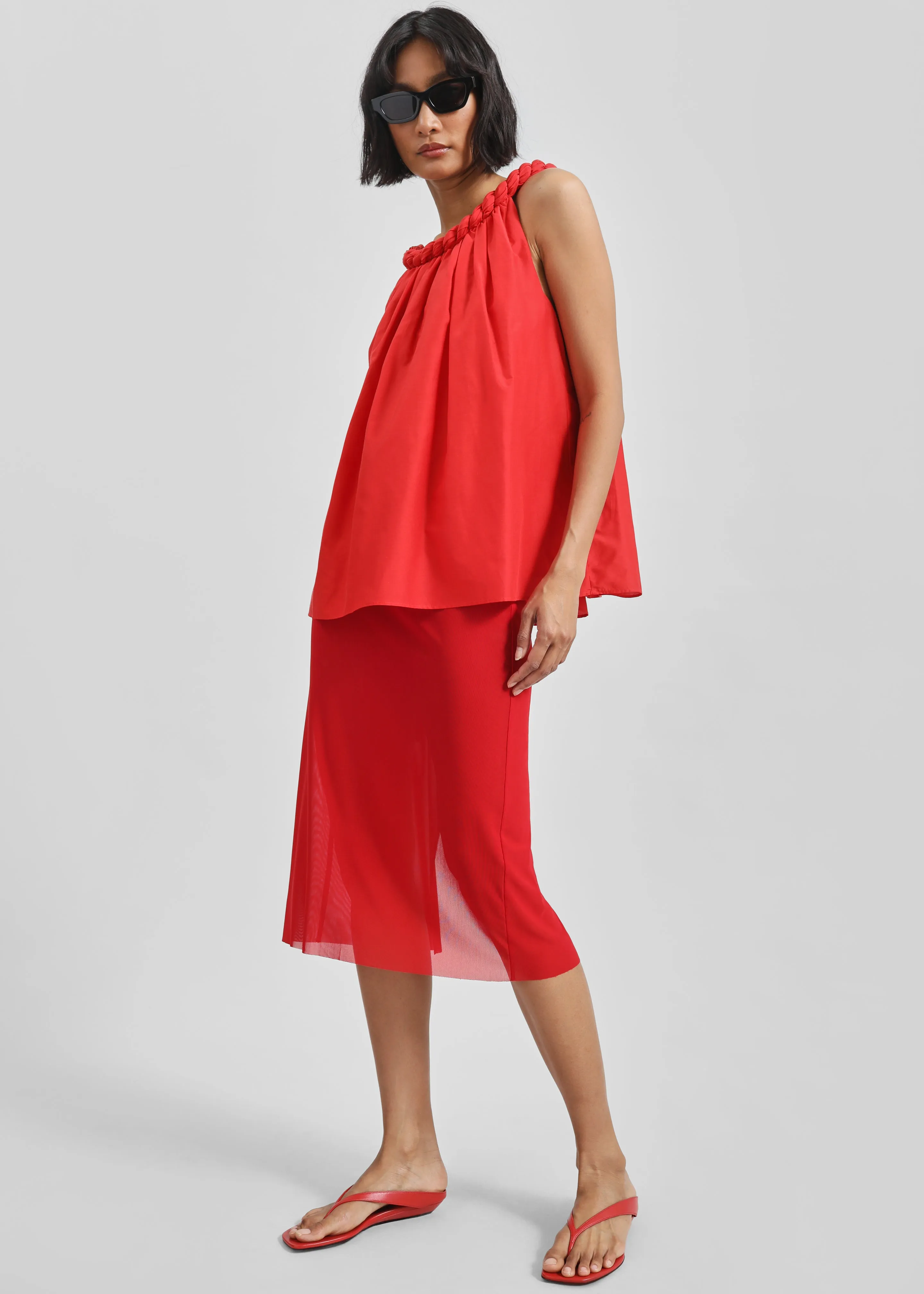 Loulou de Saison Garino Gathered Top - Red sold by Frankie Shop product image thumbnail 3