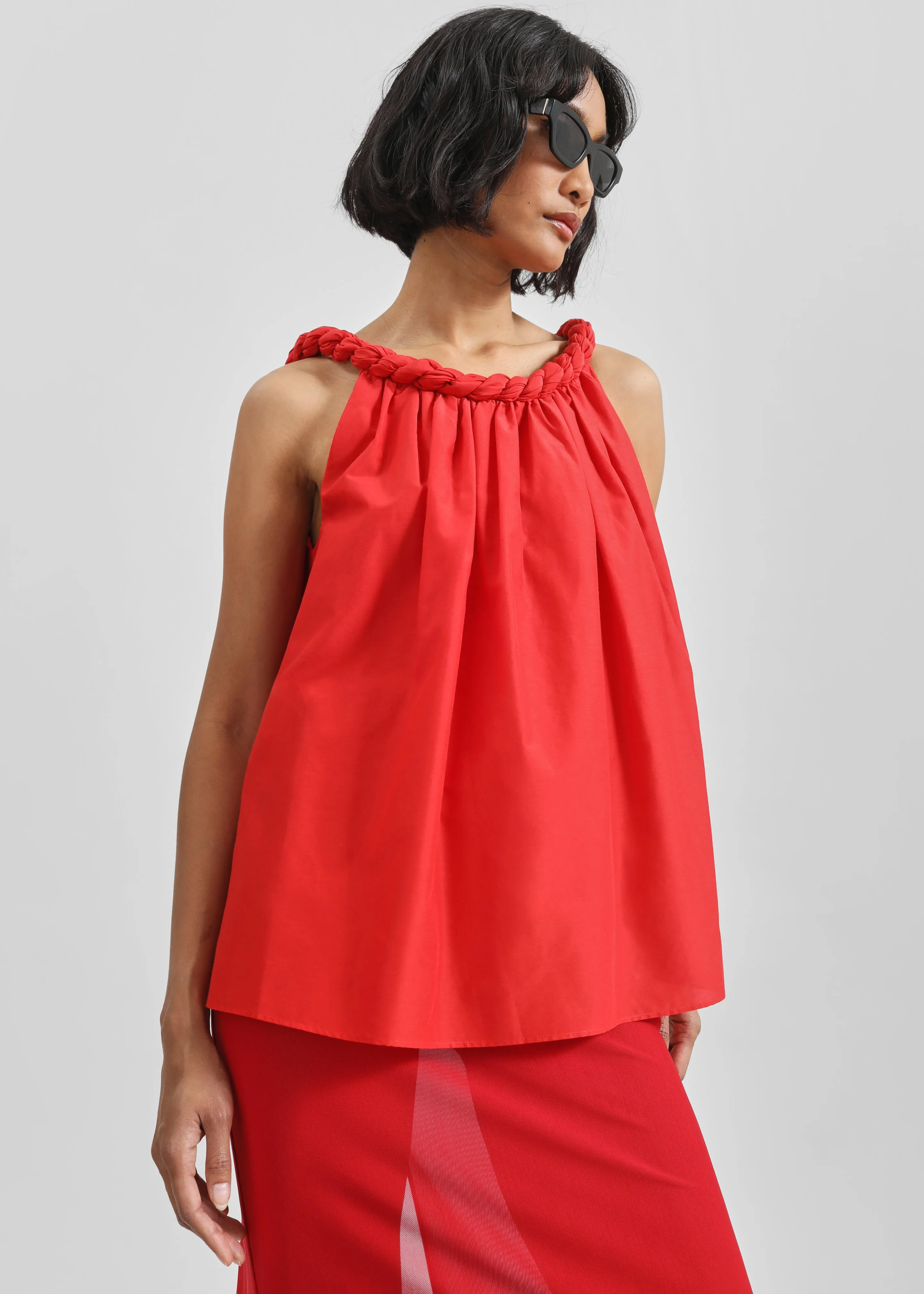 Loulou de Saison Garino Gathered Top - Red sold by Frankie Shop product image thumbnail 2