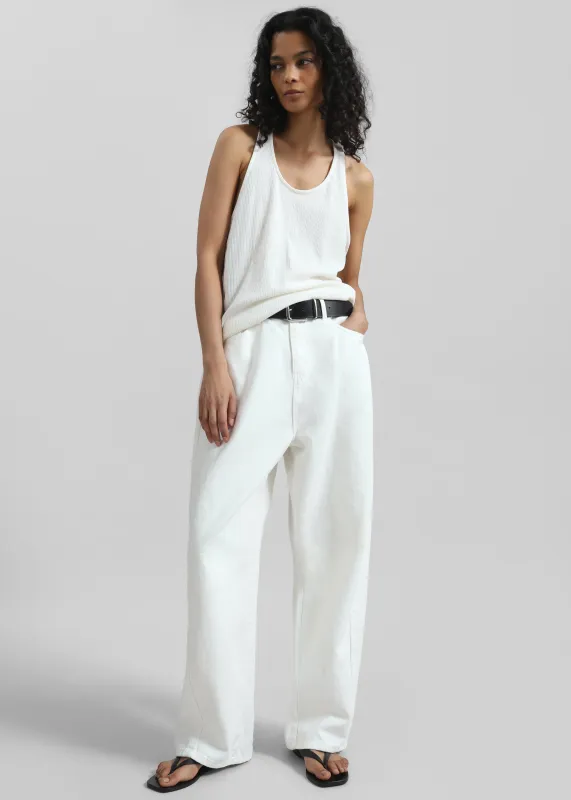 Halgar Frayed Seam Barrel Leg Jeans - White made by Frankie Shop