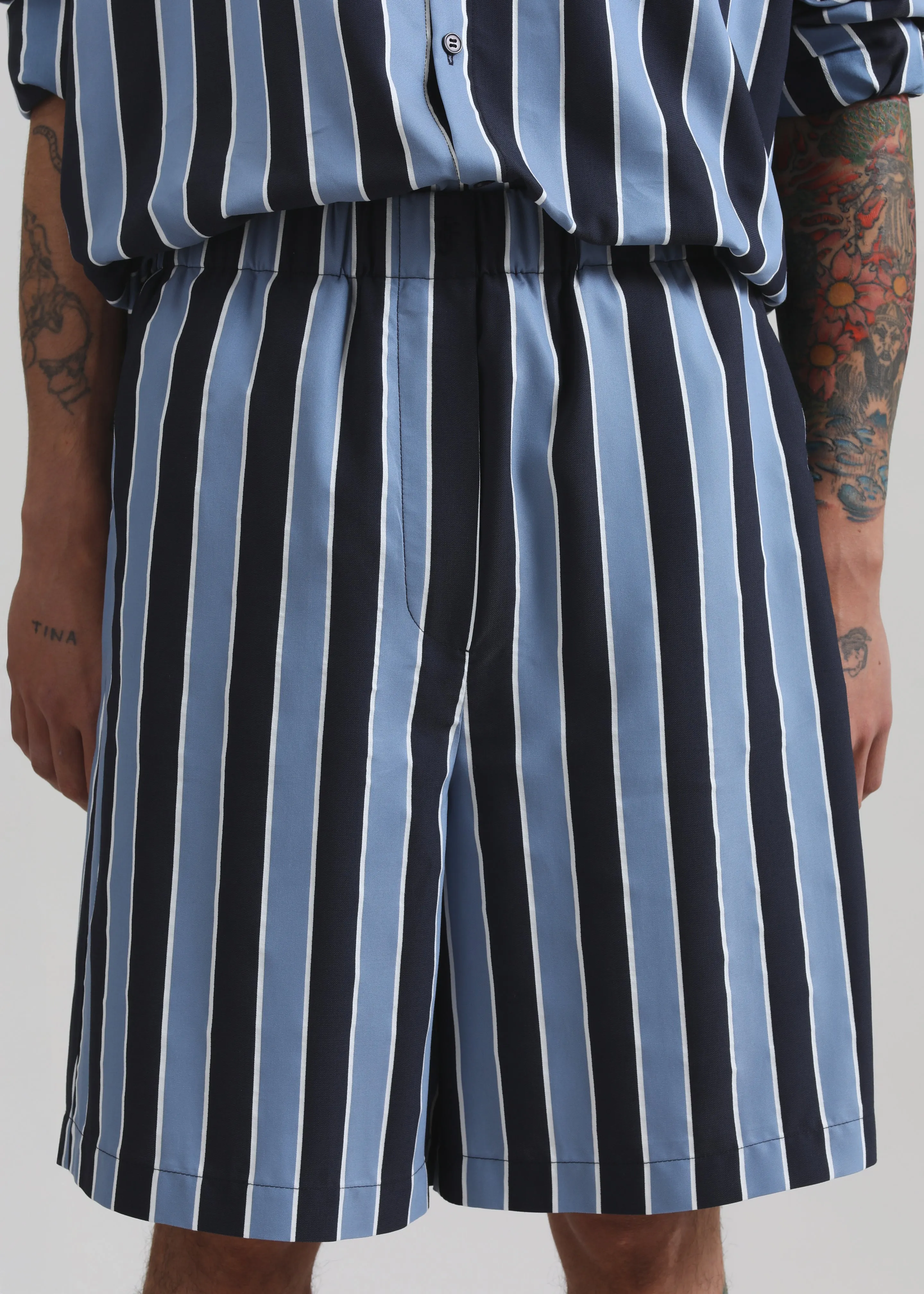 Matthias Striped Bermuda Shorts - Navy Stripe sold by Frankie Shop product image thumbnail 4