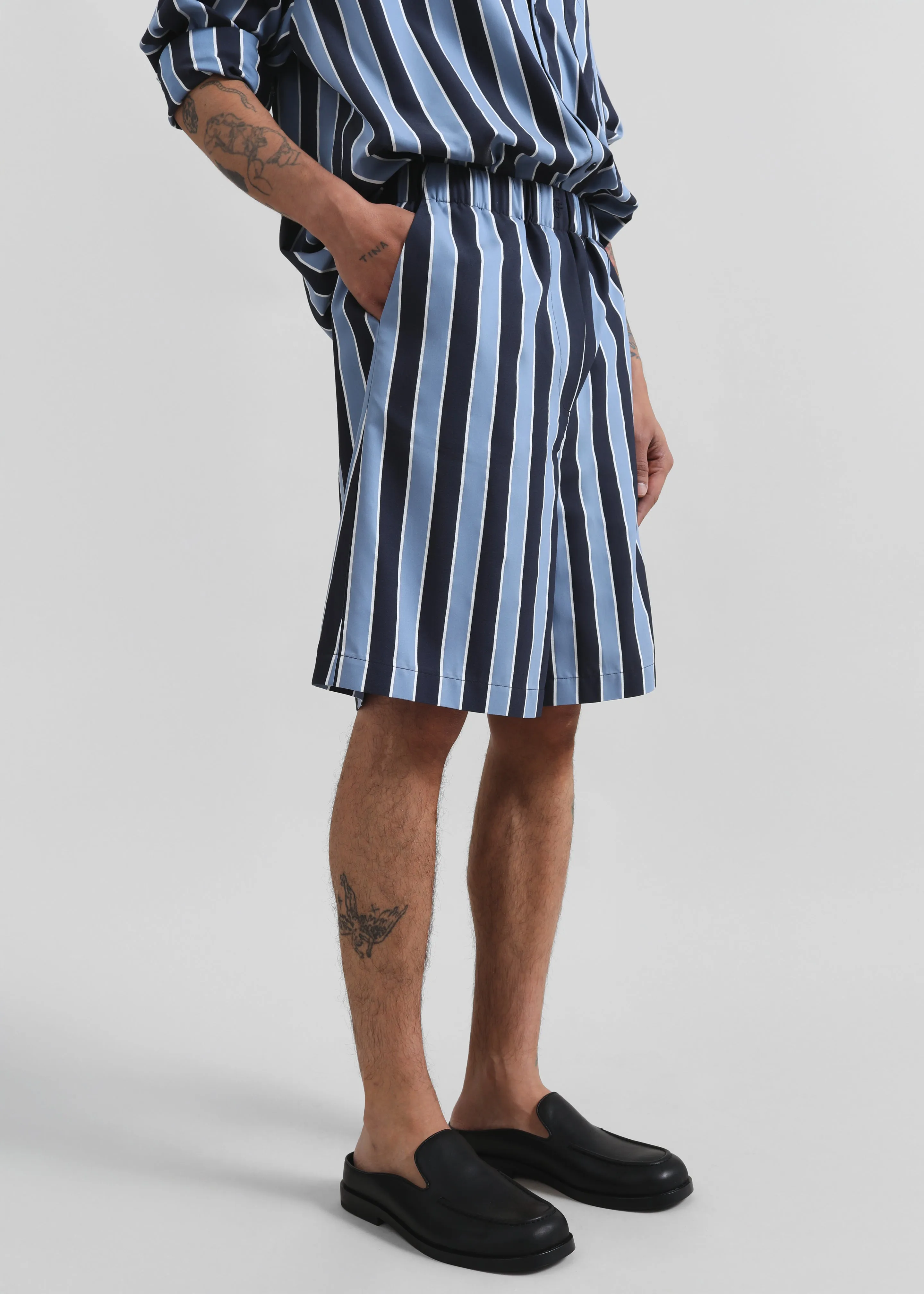 Matthias Striped Bermuda Shorts - Navy Stripe sold by Frankie Shop product image thumbnail 2
