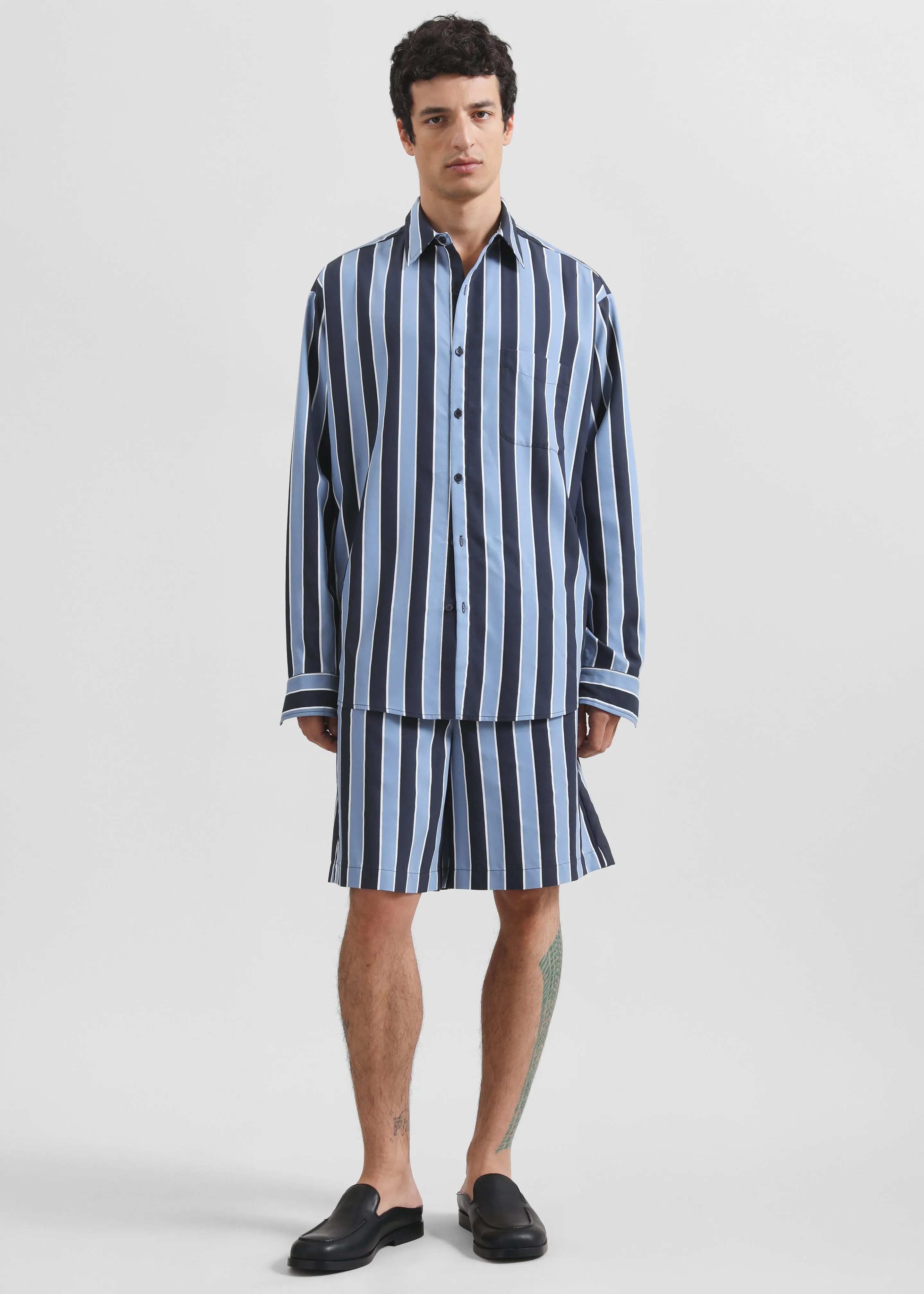 Matthias Striped Bermuda Shorts - Navy Stripe sold by Frankie Shop product image thumbnail 5