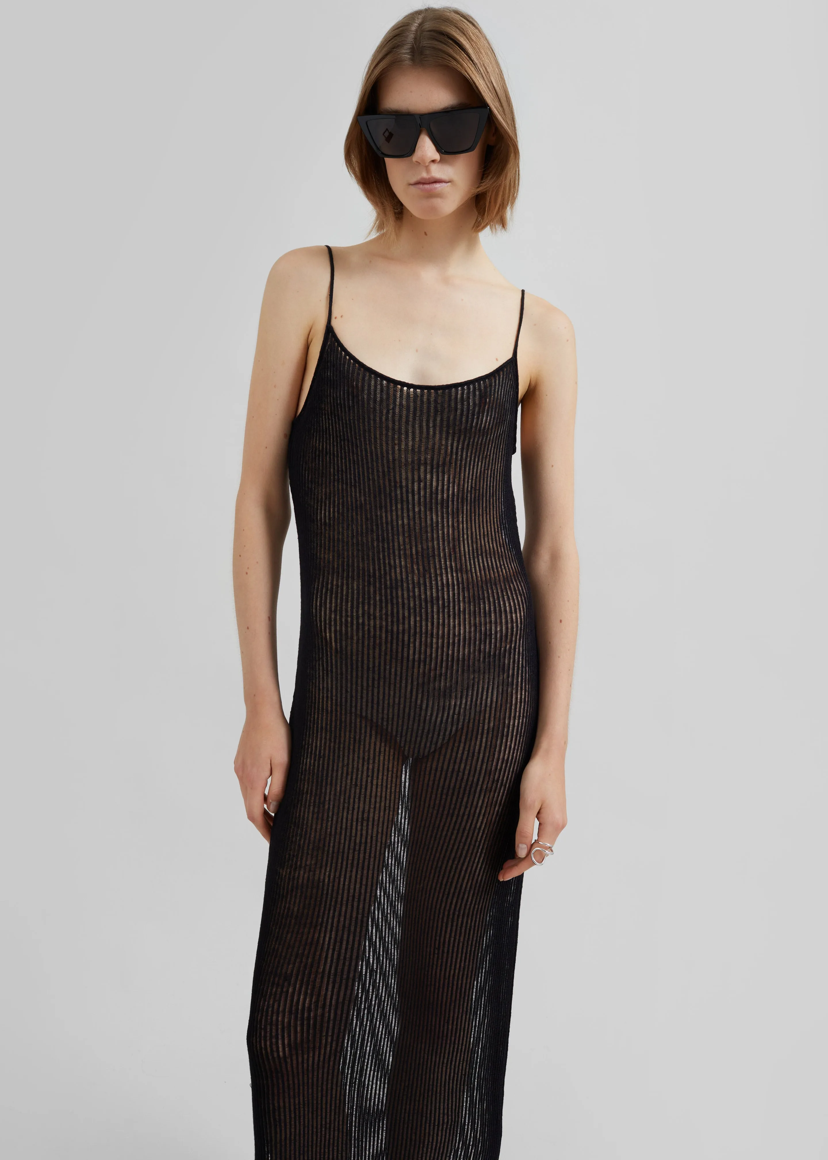 Sienna Semi Sheer Ribbed Dress - Black sold by Frankie Shop product image thumbnail 2