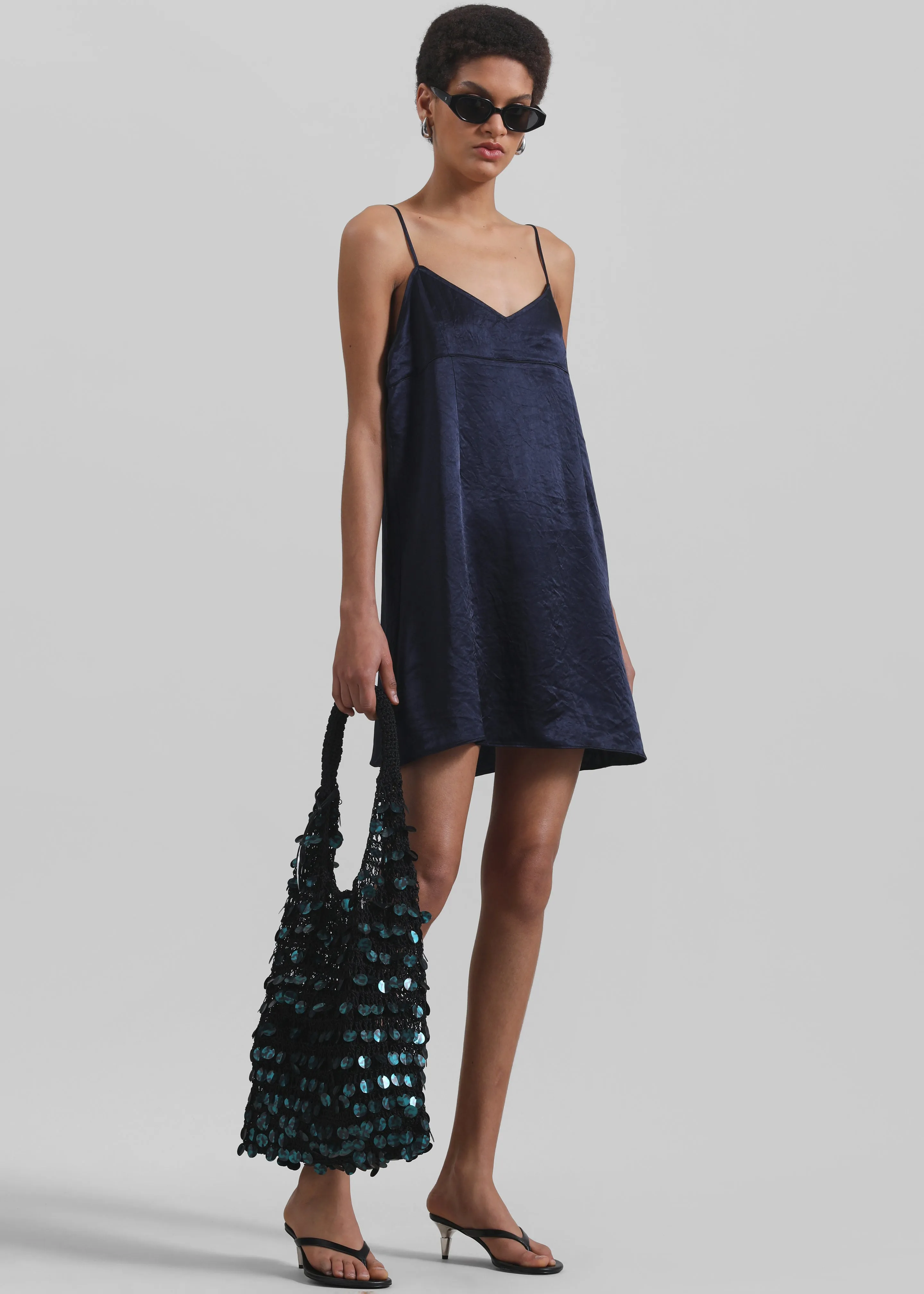 Elma Satin Mini Dress - Navy sold by Frankie Shop