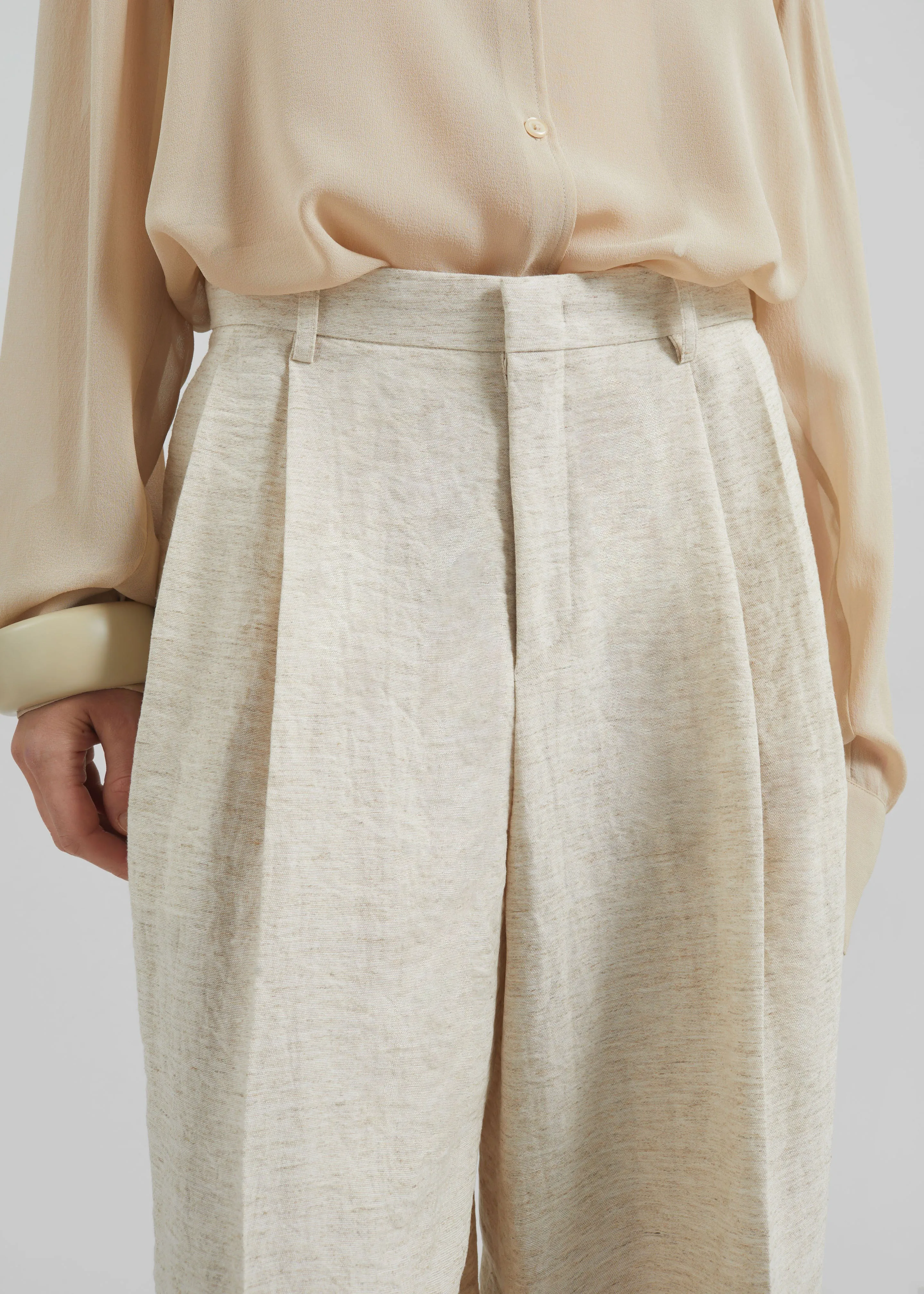 Wendin Pleated Trousers - Beige Melange sold by Frankie Shop product image thumbnail 3