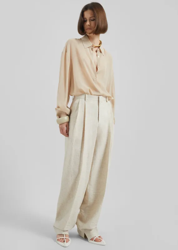 Wendin Pleated Trousers - Beige Melange sold by Frankie Shop