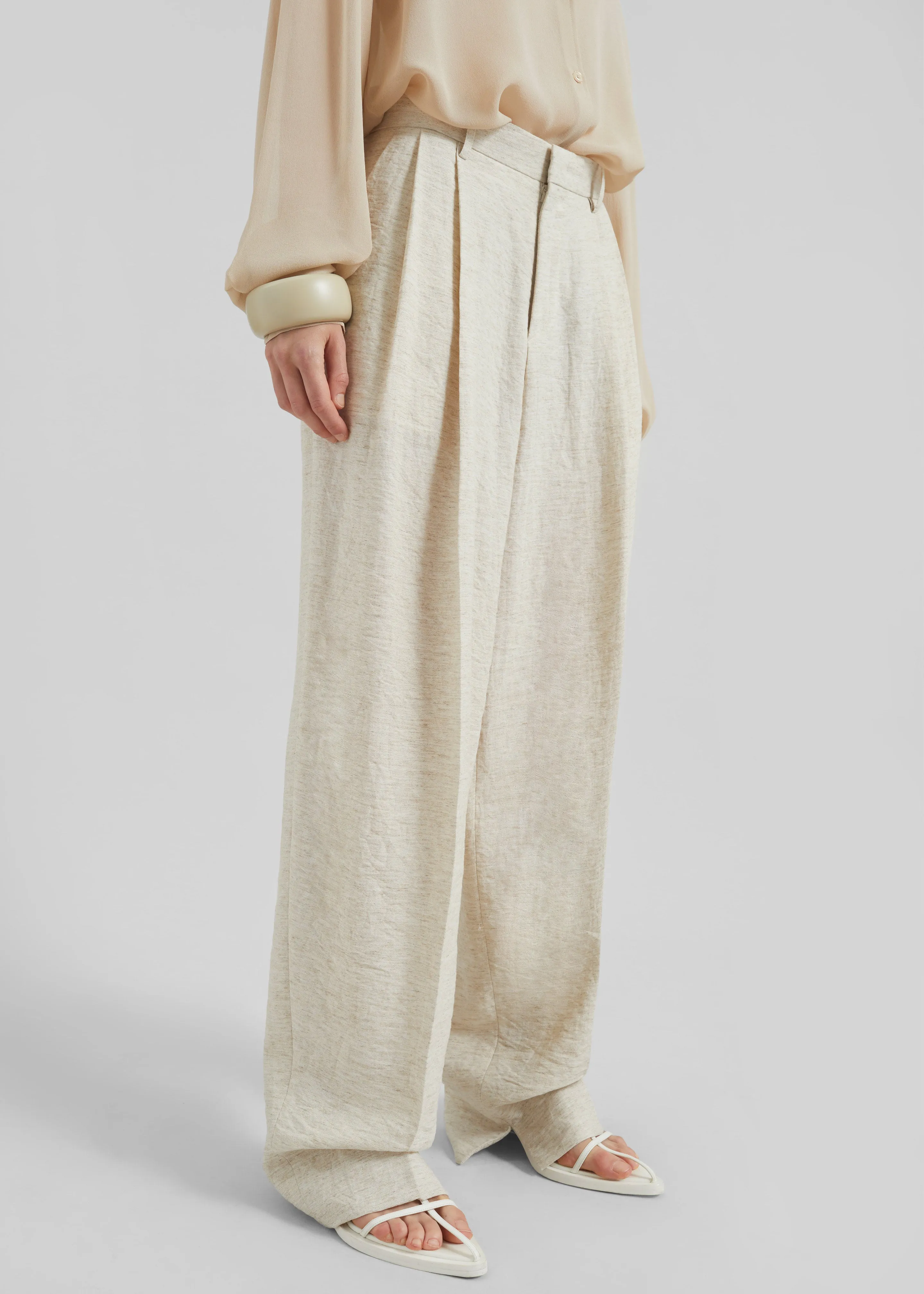 Wendin Pleated Trousers - Beige Melange sold by Frankie Shop product image thumbnail 5
