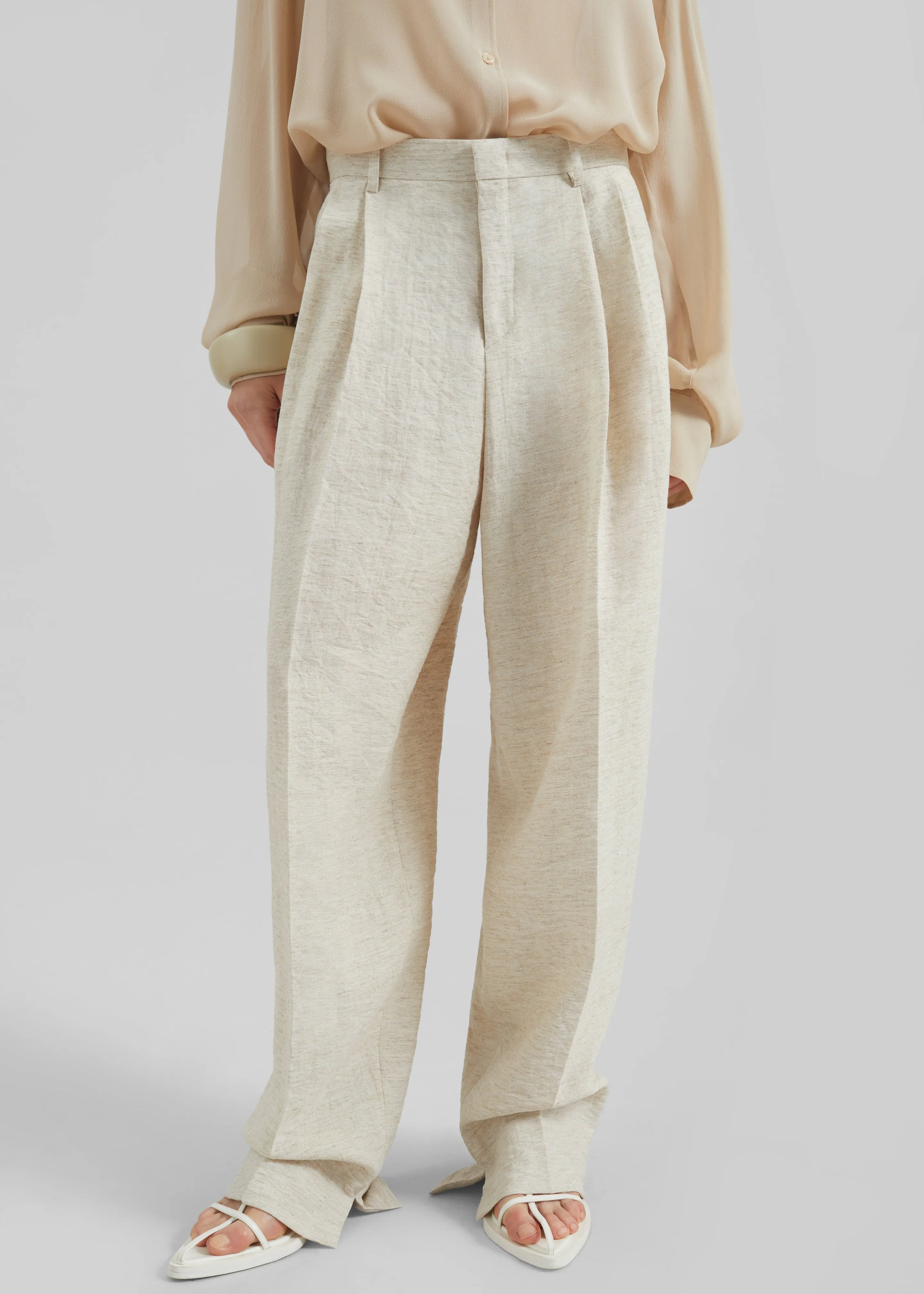 Wendin Pleated Trousers - Beige Melange sold by Frankie Shop product image thumbnail 2