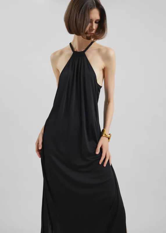 Bevza Spikelet Neck Dress - Black sold by Frankie Shop
