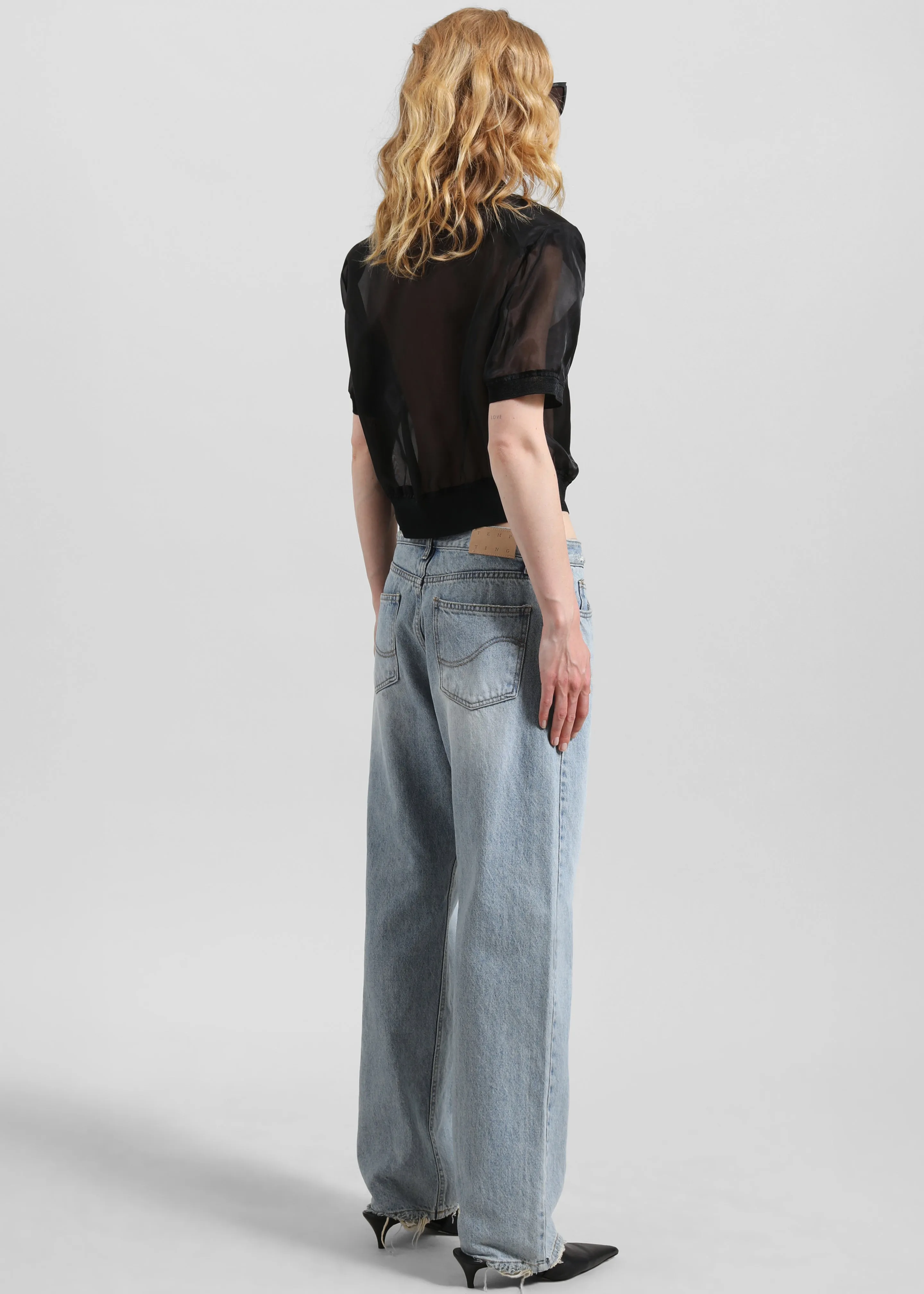 Tavy Cropped Sheer Shirt - Black sold by Frankie Shop product image thumbnail 5
