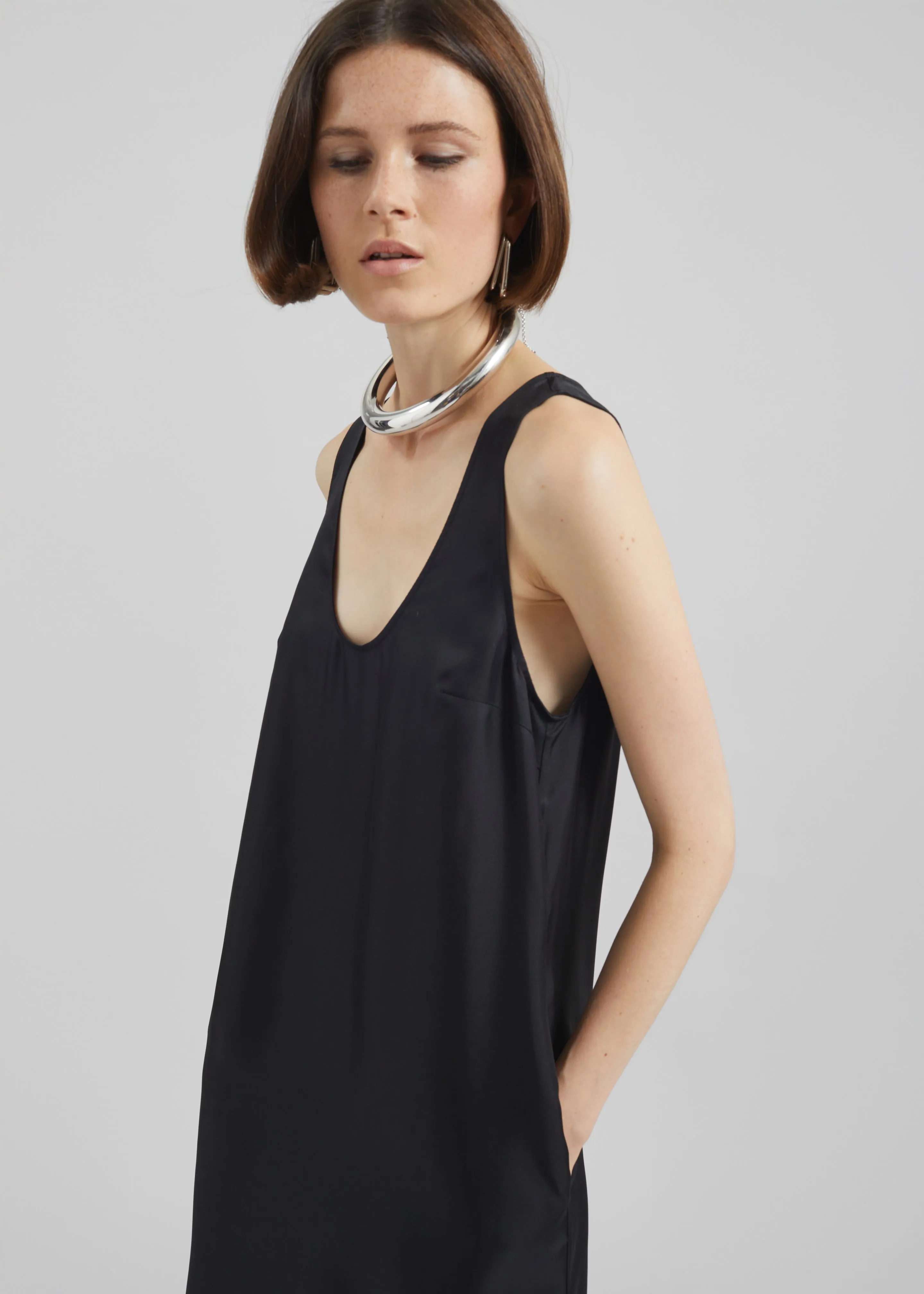 Loulou de Saison Nada Silk Long Dress - Black sold by Frankie Shop product image thumbnail 4