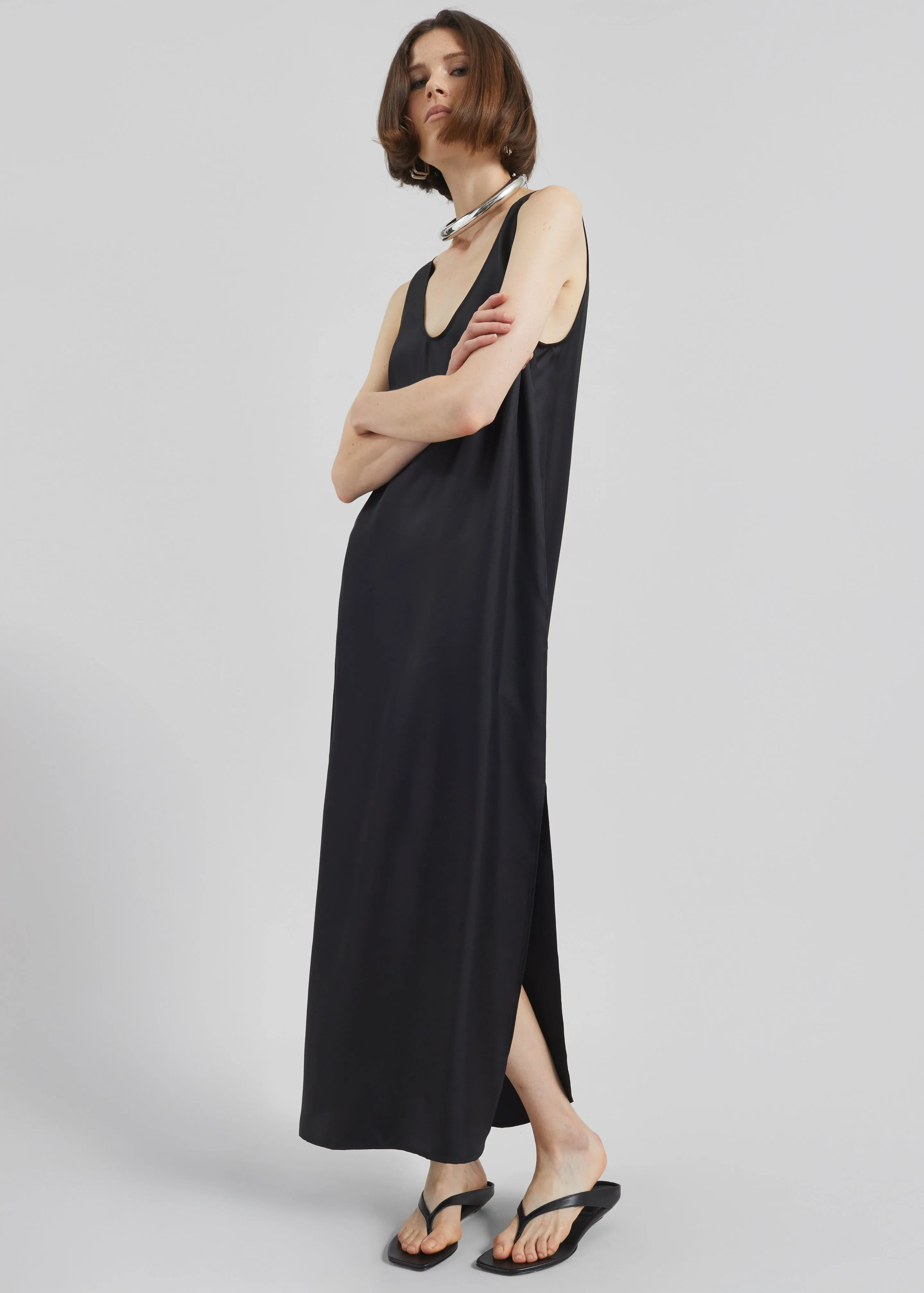Loulou de Saison Nada Silk Long Dress - Black sold by Frankie Shop