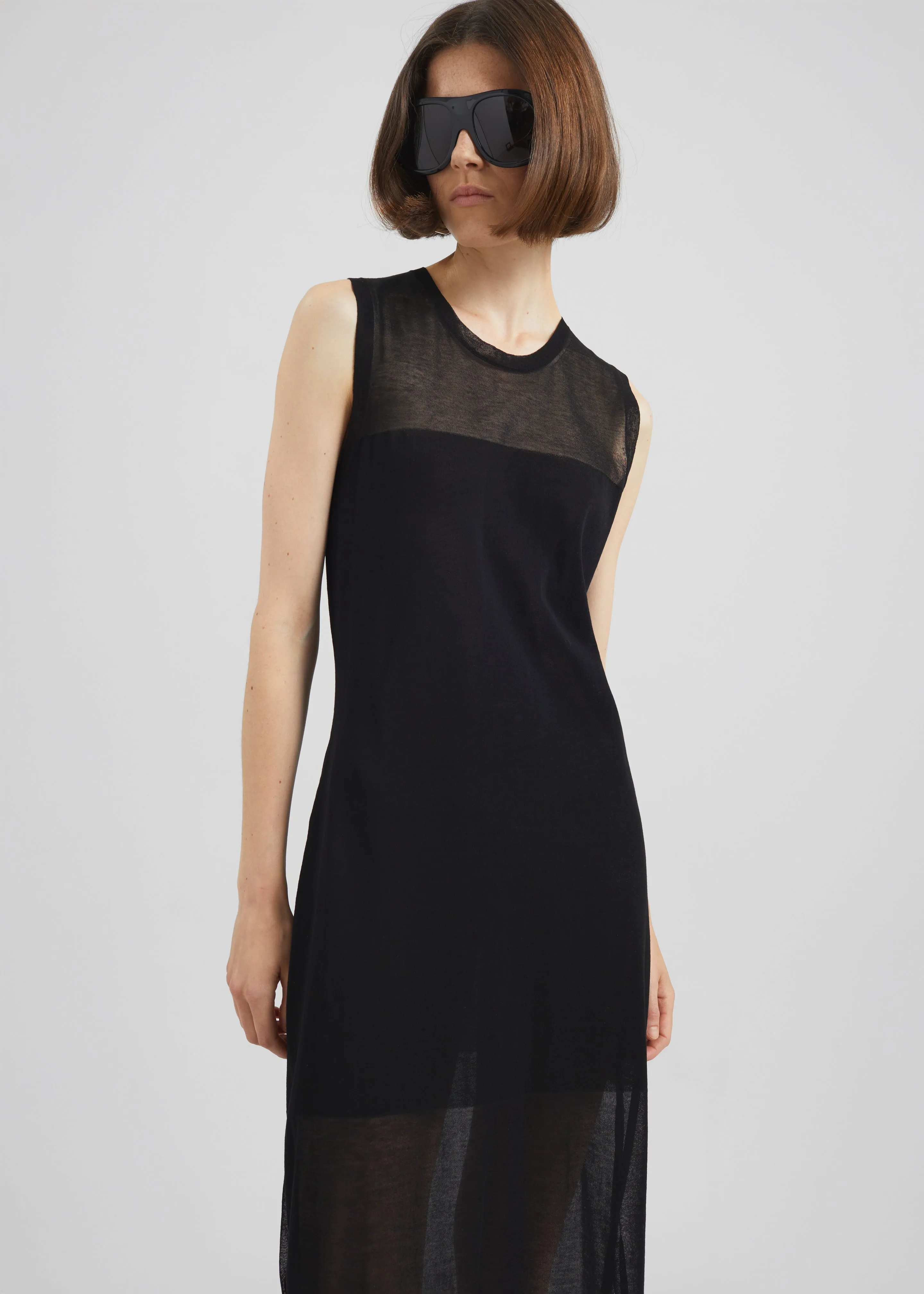 Loulou de Saison Philae Sheer Jersey Dress - Black sold by Frankie Shop product image thumbnail 4