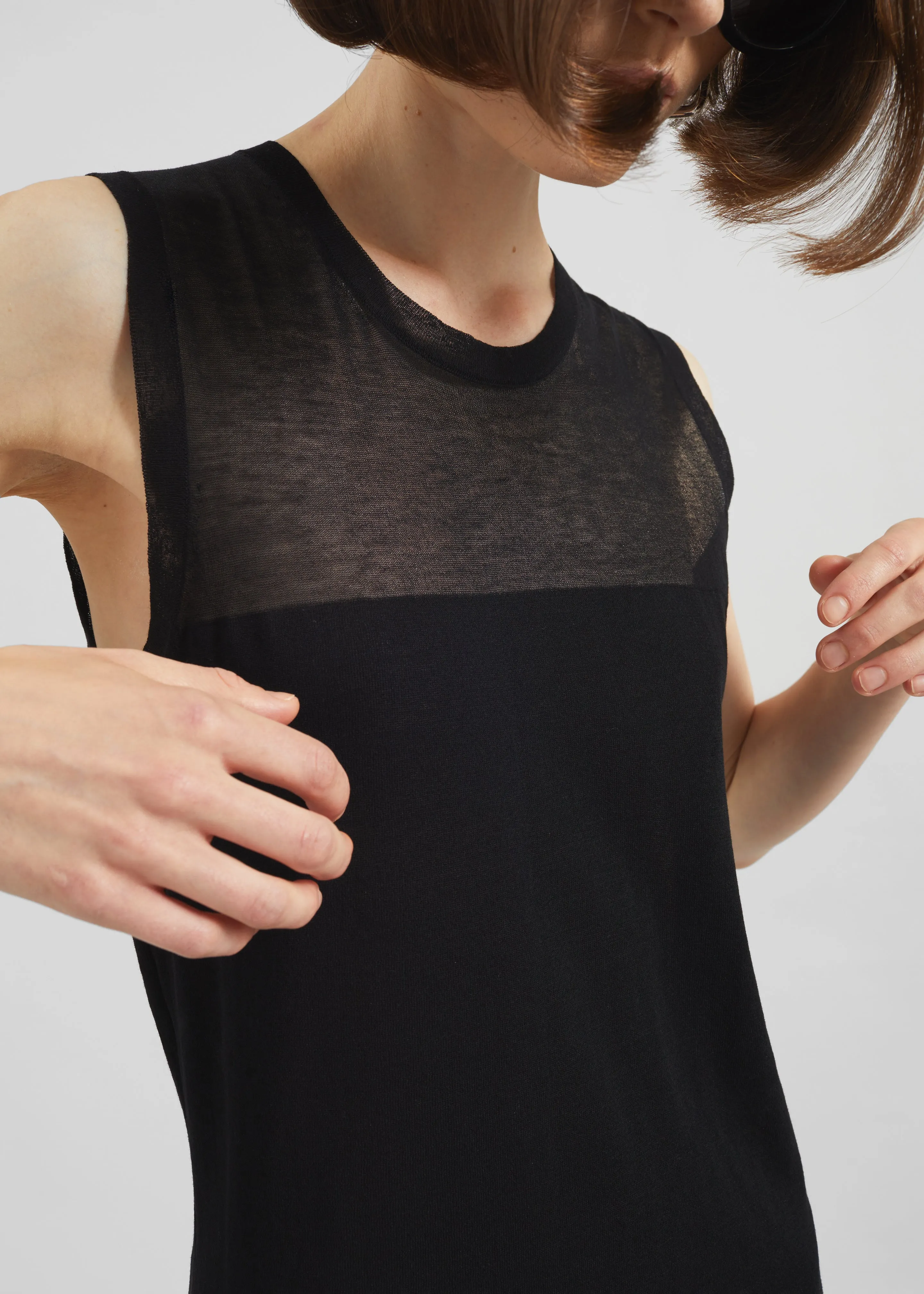 Loulou de Saison Philae Sheer Jersey Dress - Black sold by Frankie Shop product image thumbnail 2